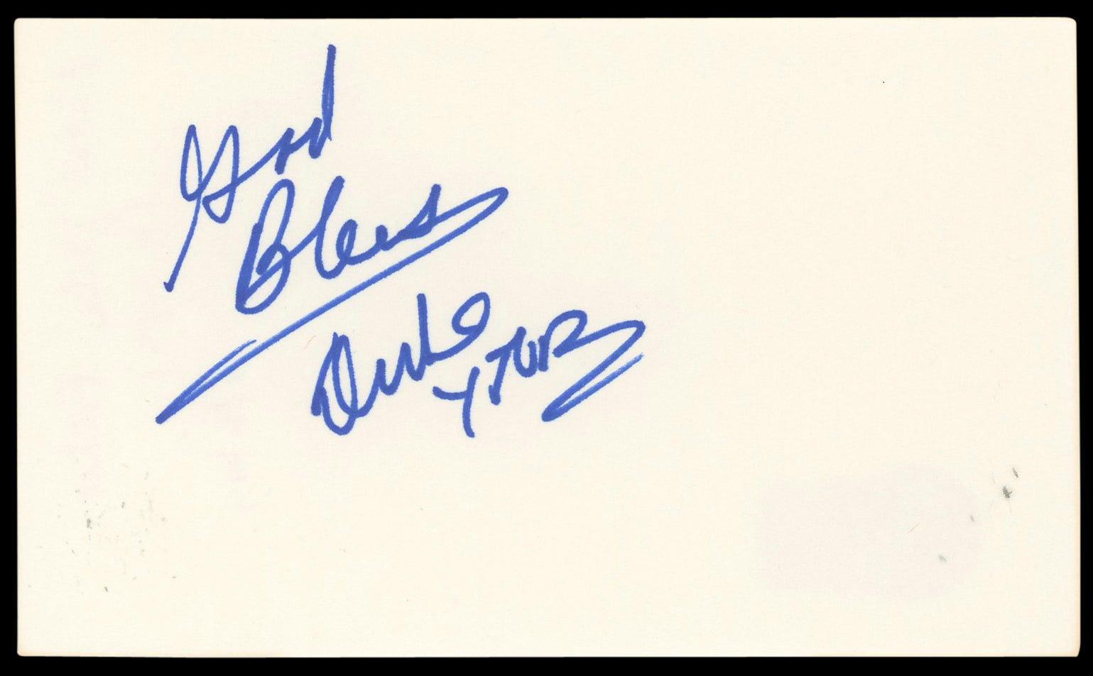 Abdul Duke Fakir Singer "God Bless" Authentic Signed 3x5 Index Card BAS #BN89187