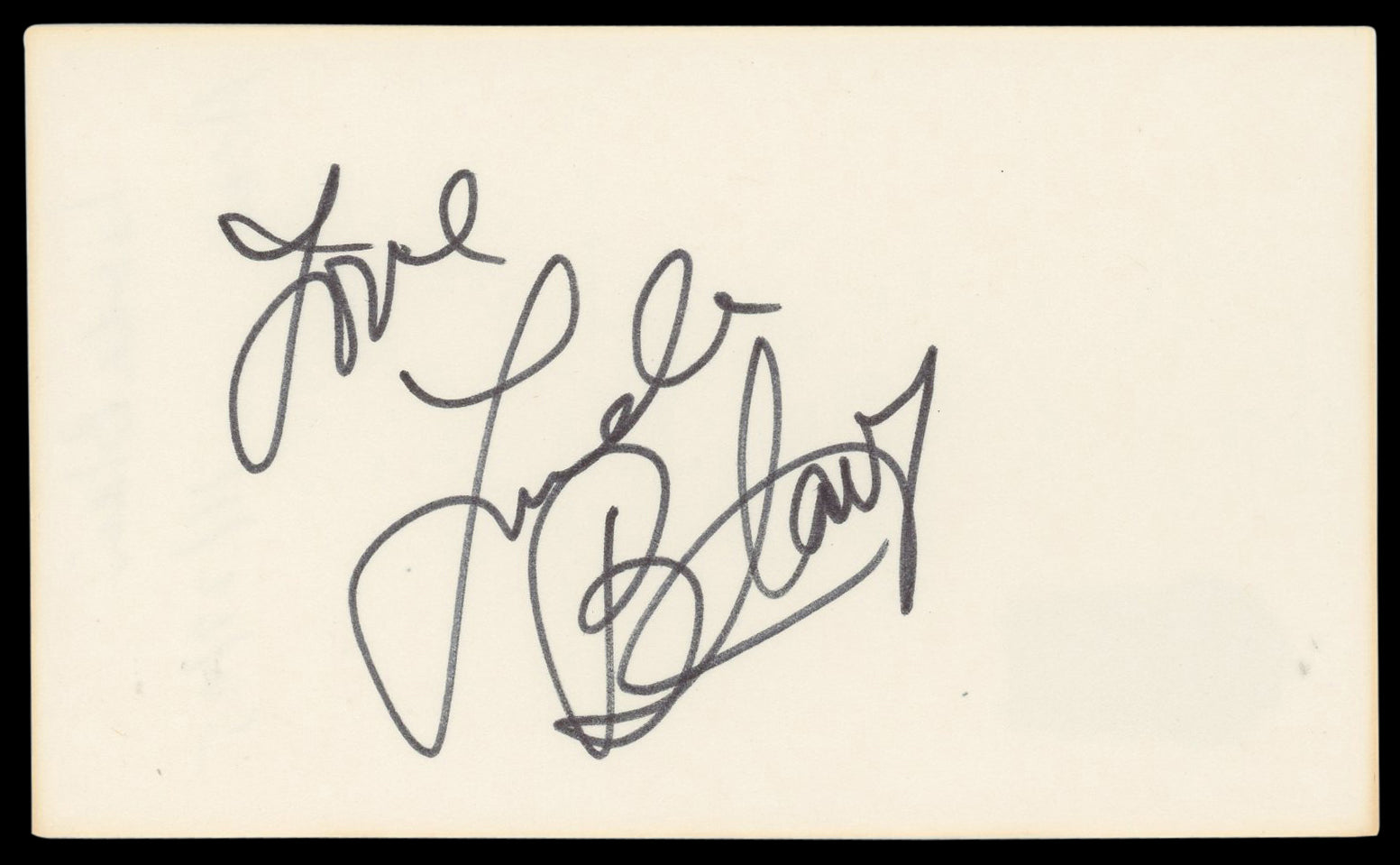 Linda Blair The Exorcist "Love" Authentic Signed 3x5 Index Card BAS #BN06396