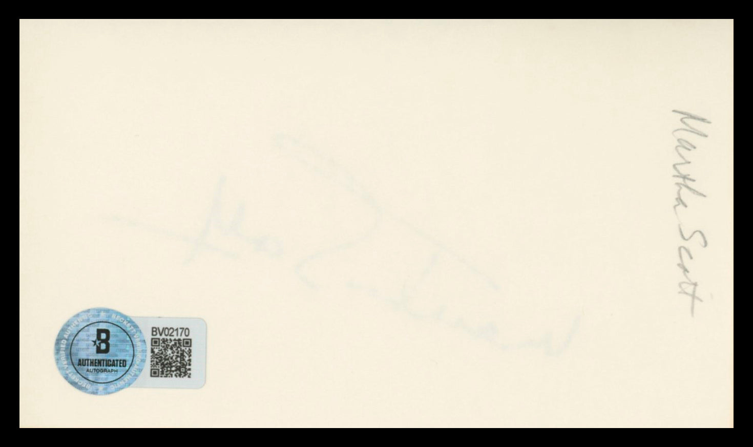 Martha Scott Our Town Authentic Signed 3x5 Index Card Autographed BAS #BV02170
