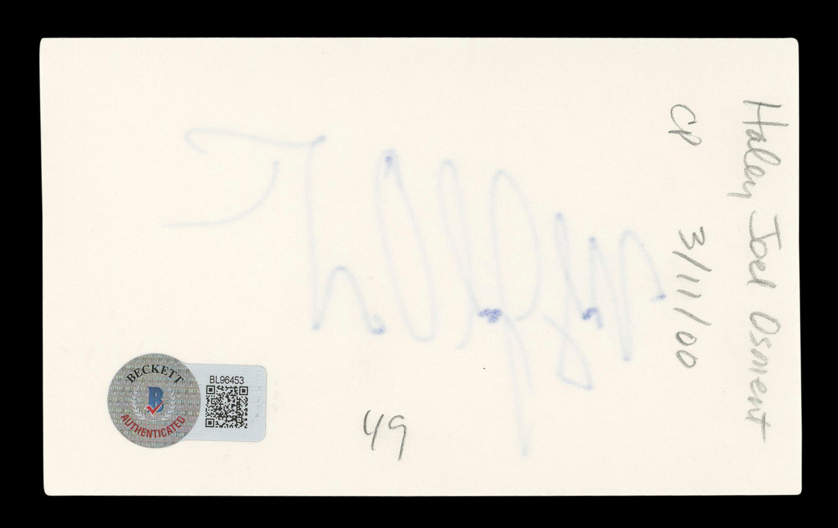 Haley Joel Osment The Sixth Sense Authentic Signed 3x5 Index Card BAS #BL96453