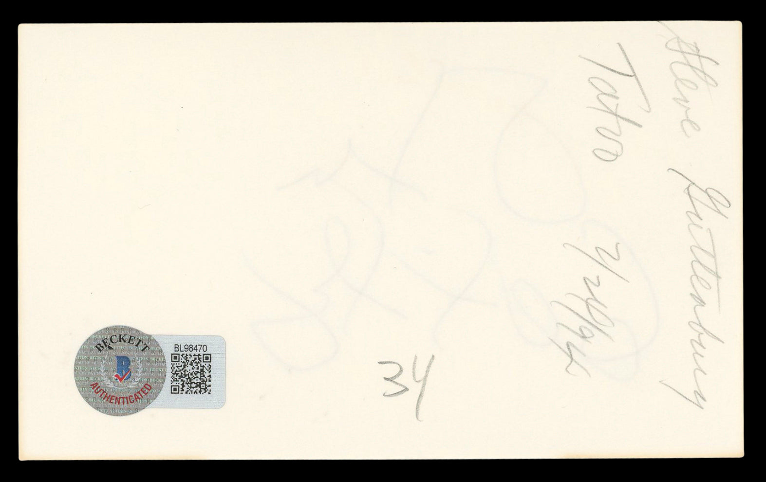 Steve Guttenberg Police Academy Authentic Signed 3x5 Index Card BAS #BL98470
