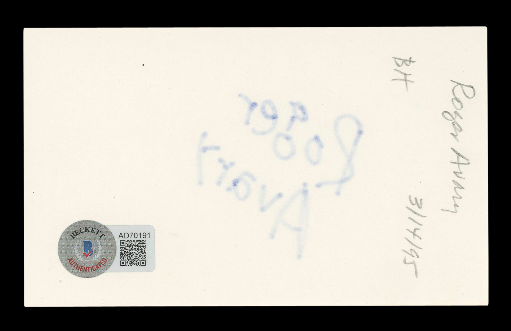 Roger Avary Pulp Fiction Signed 3x5 Index Card Autographed BAS #AD70191