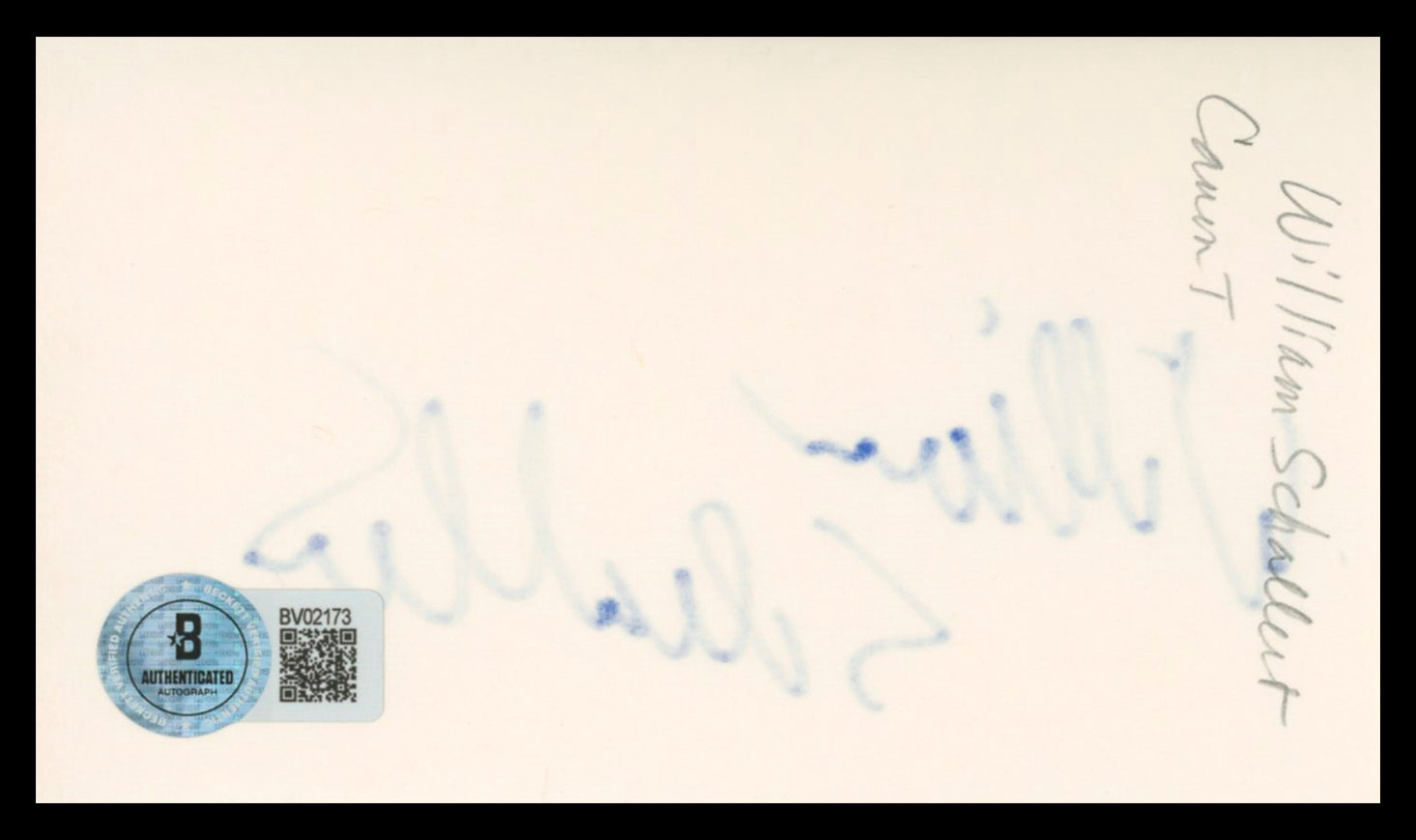 William Schallert Patty Duke Show Authentic Signed 3x5 Index Card BAS #BV02173