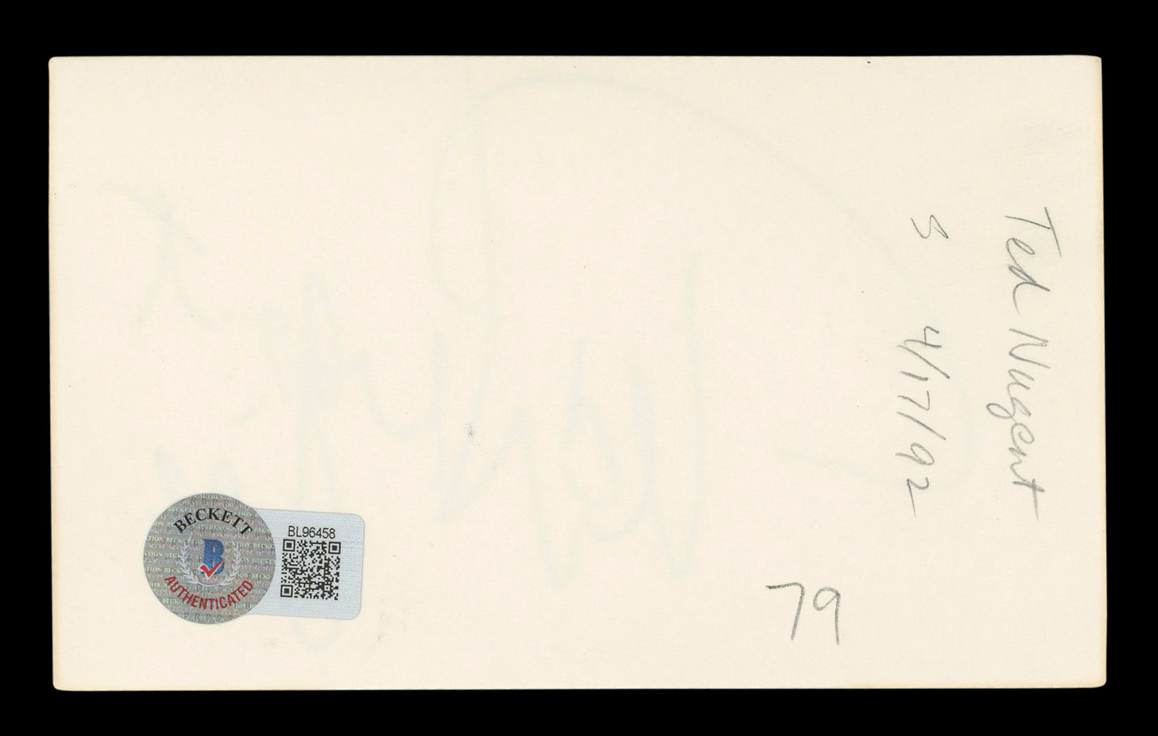 Ted Nugent Musician Authentic Signed 3x5 Index Card Autographed BAS #BL96458