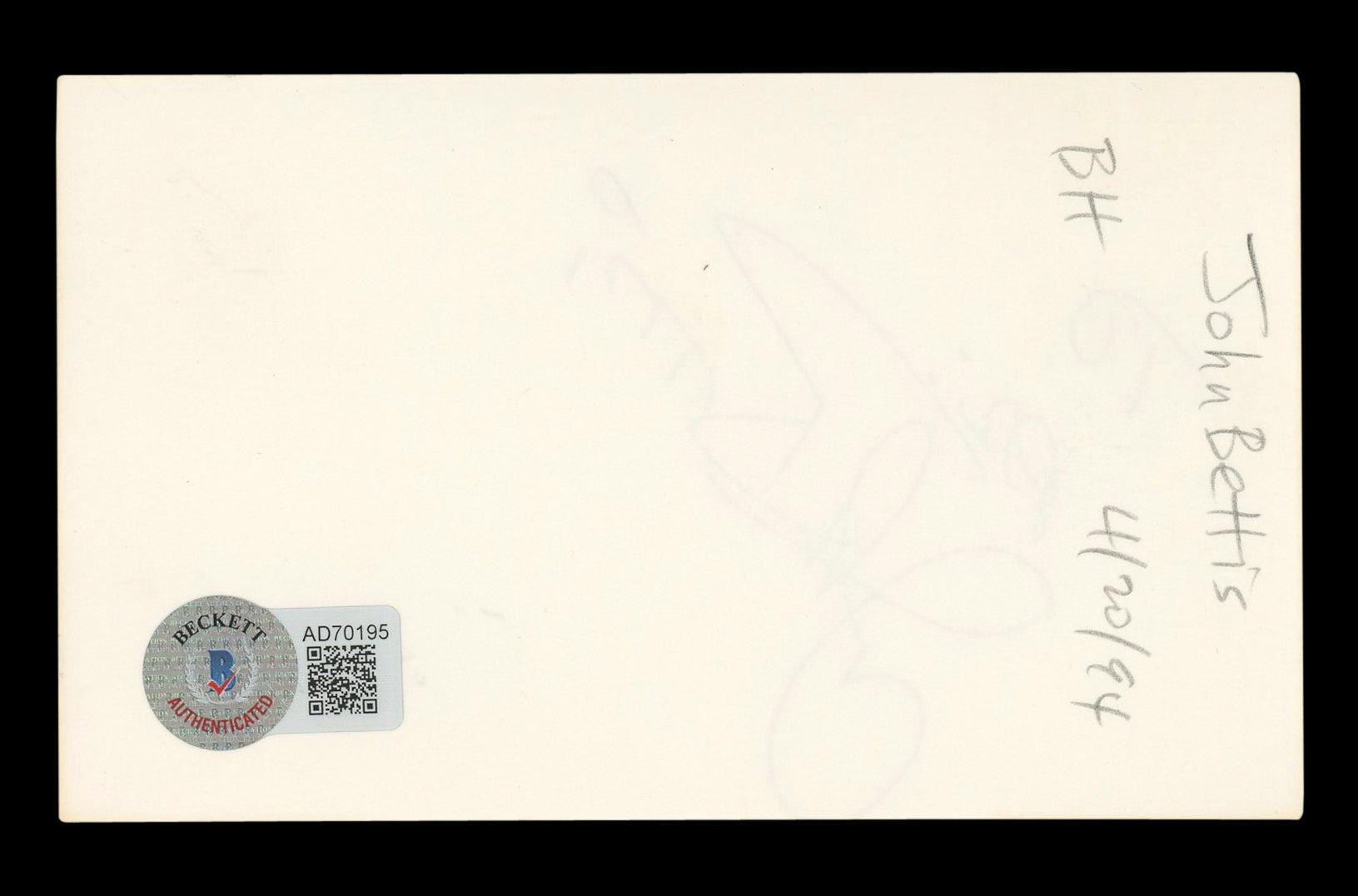 John Bettis Musician Authentic Signed 3x5 Index Card Autographed BAS #AD70195