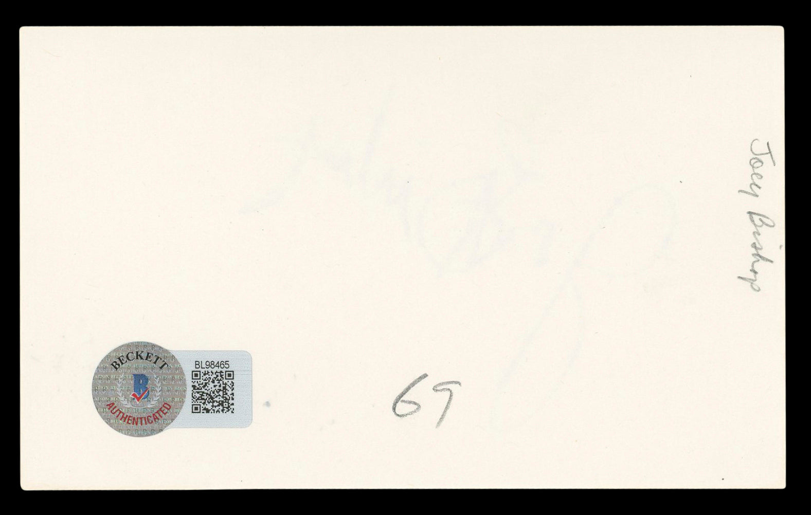 Joey Bishop Ocean's 11 Authentic Signed 3x5 Index Card Autographed BAS #BL98465