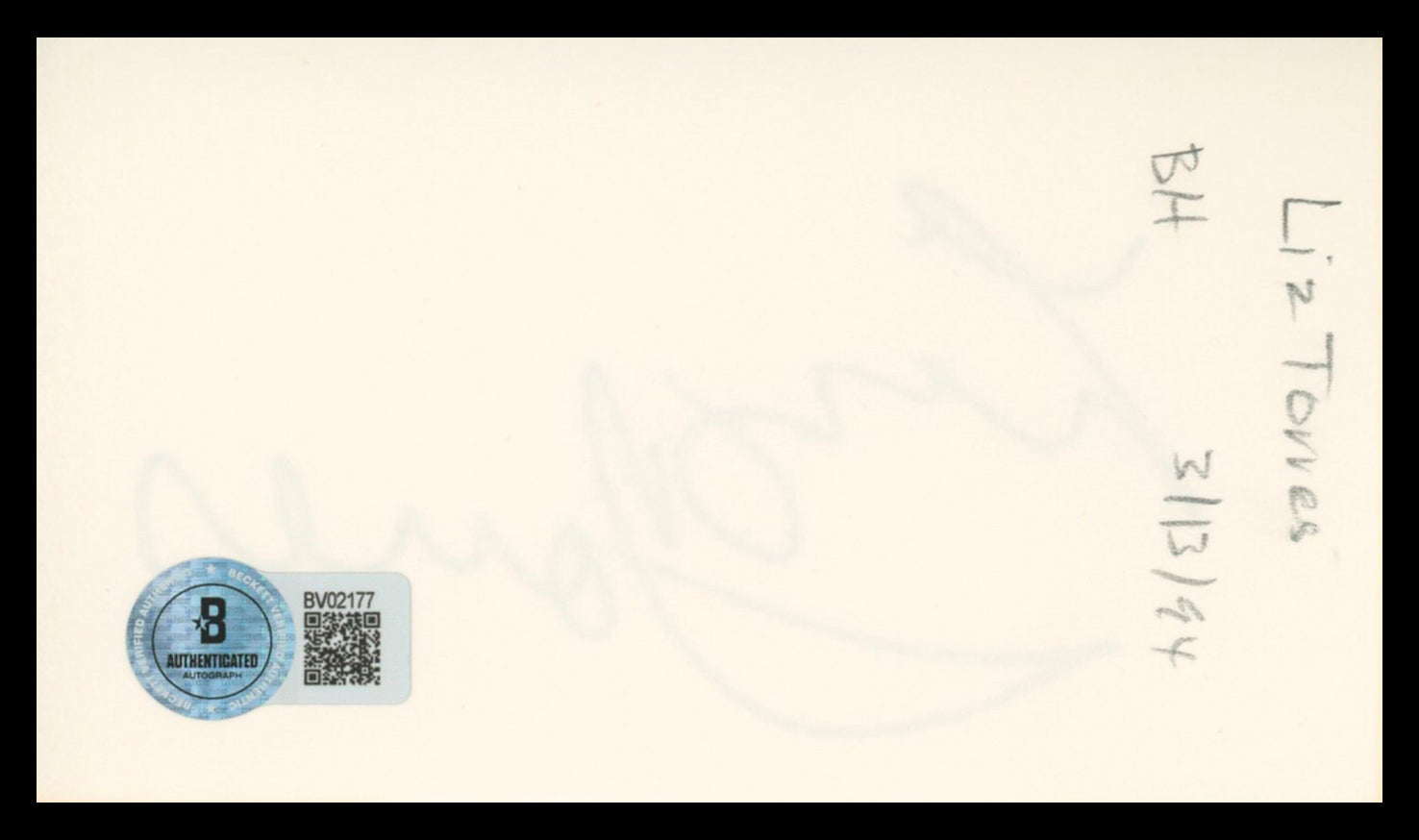 Liz Torres Gilmore Girls Authentic Signed 3x5 Index Card BAS #BV02177