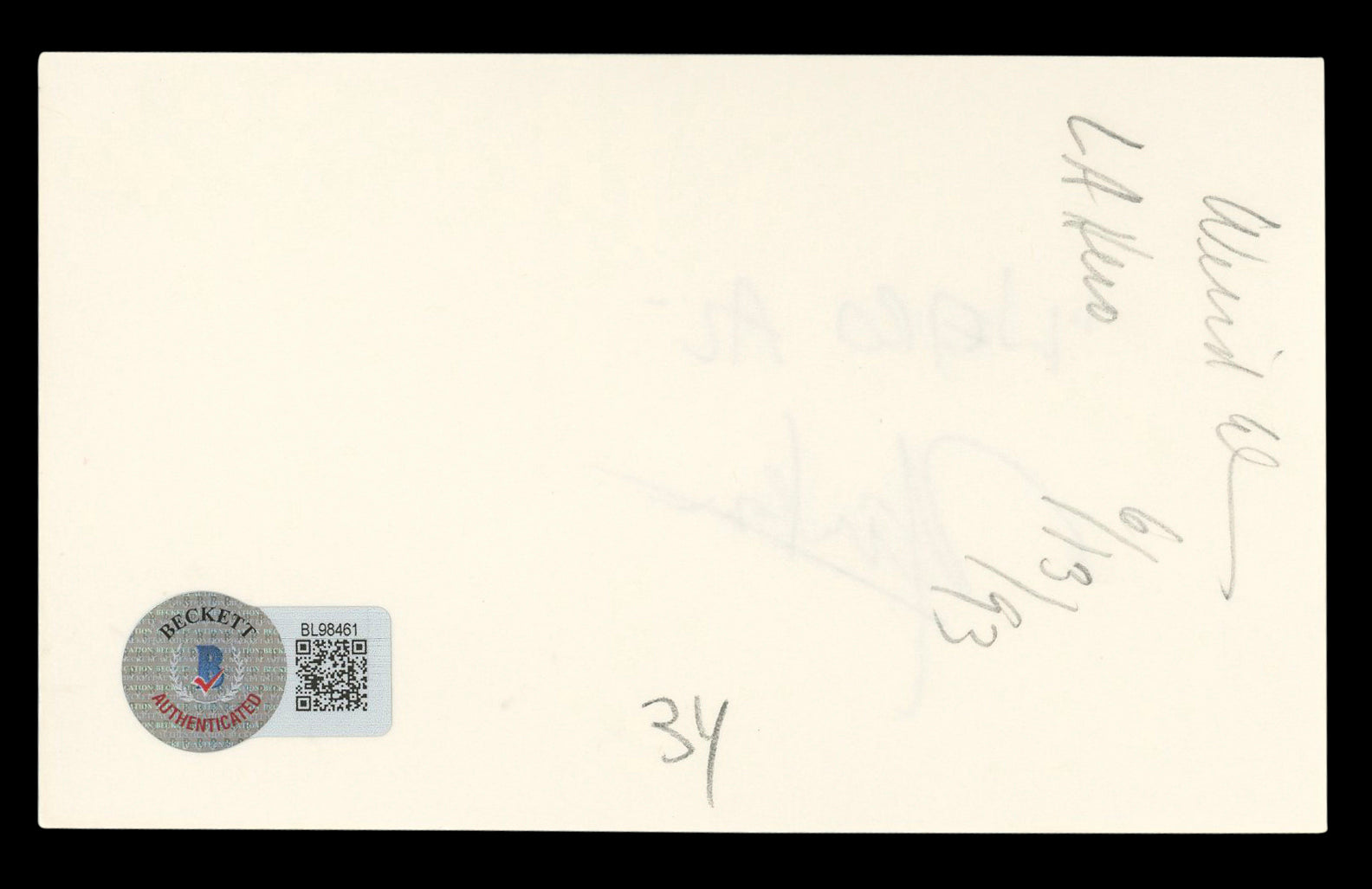 Weird Al Yankovic Musician Authentic Signed 3x5 Index Card BAS #BL98461