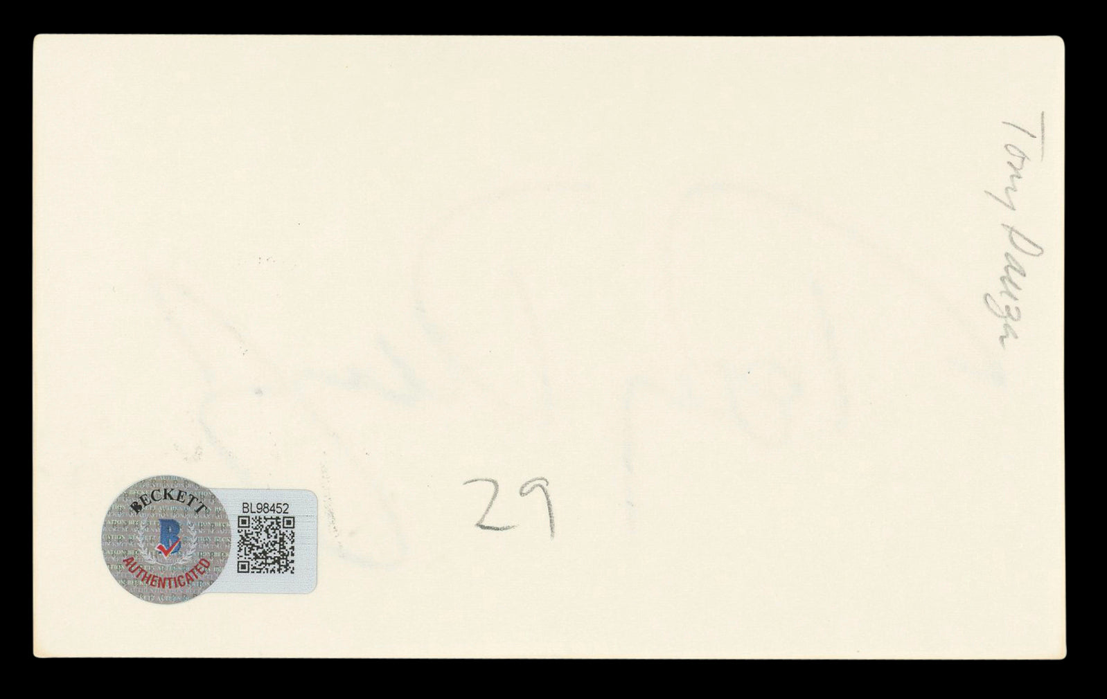 Tony Danza Who's the Boss? Authentic Signed 3x5 Index Card BAS #BL98452