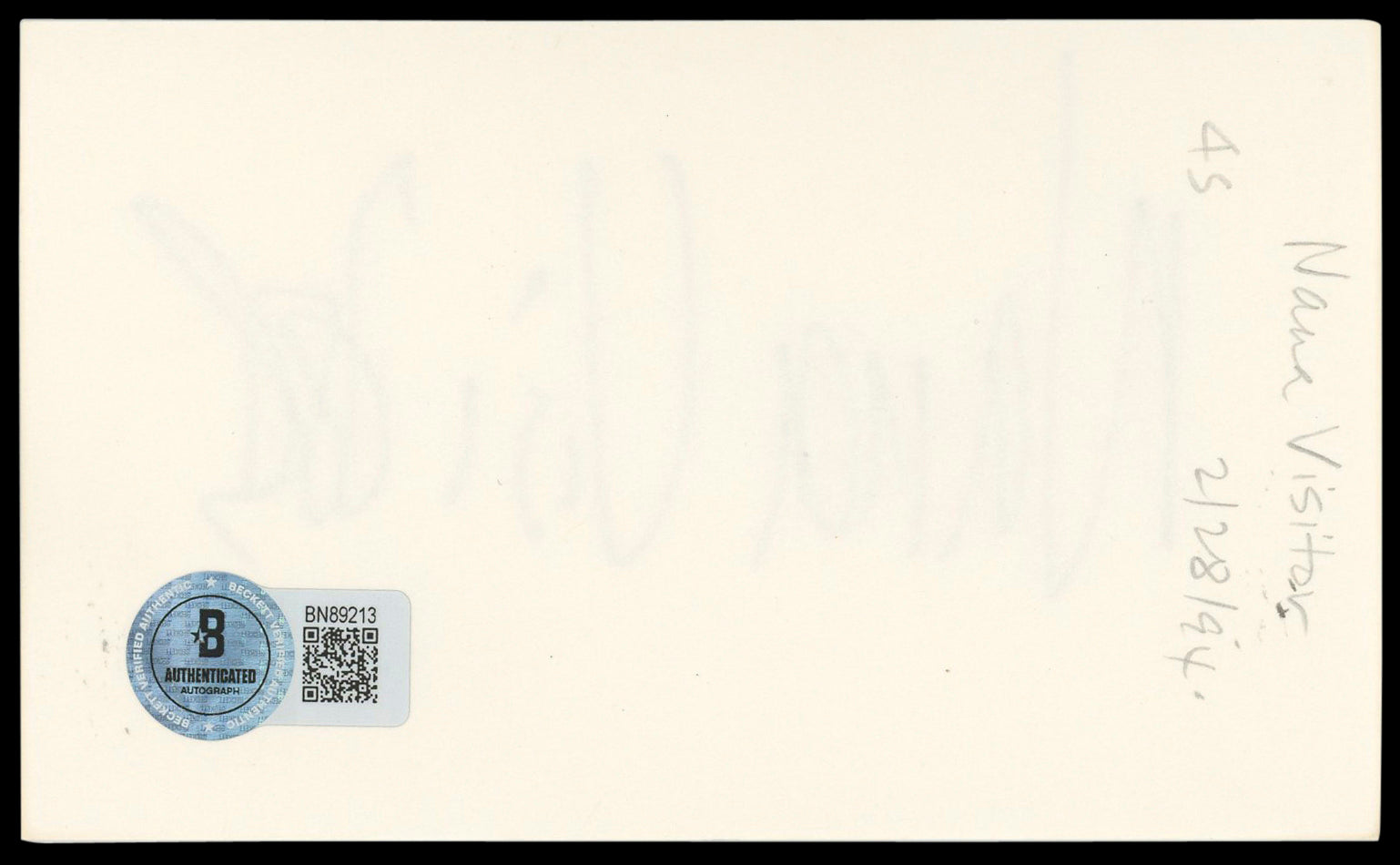 Nana Visitor Star Trek: Deep Space Nine Signed 3x5 Index Card BAS #BN89213