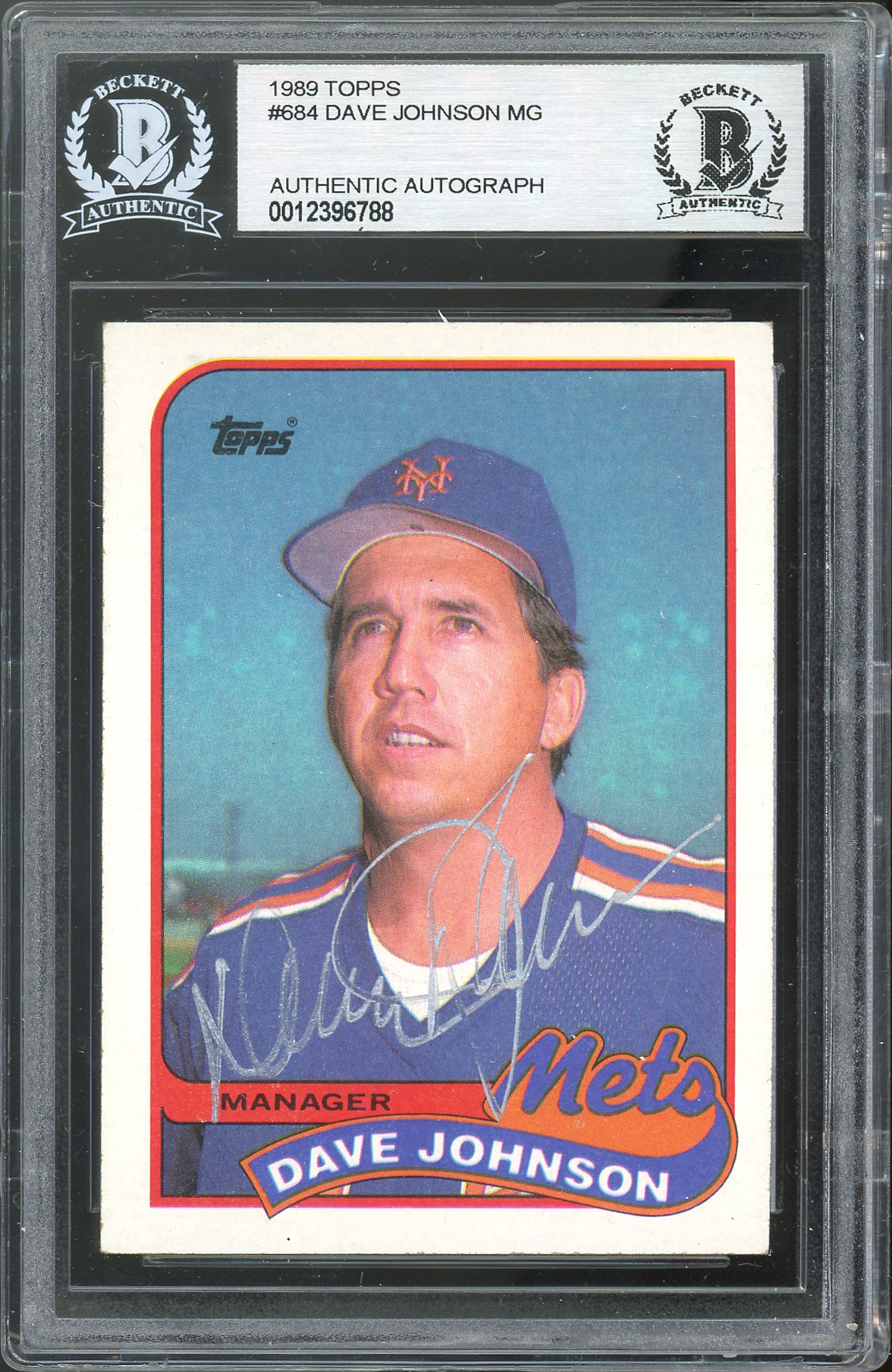 Mets Dave Johnson Authentic Signed 1989 Topps #684 Card Autographed BAS Slabbed