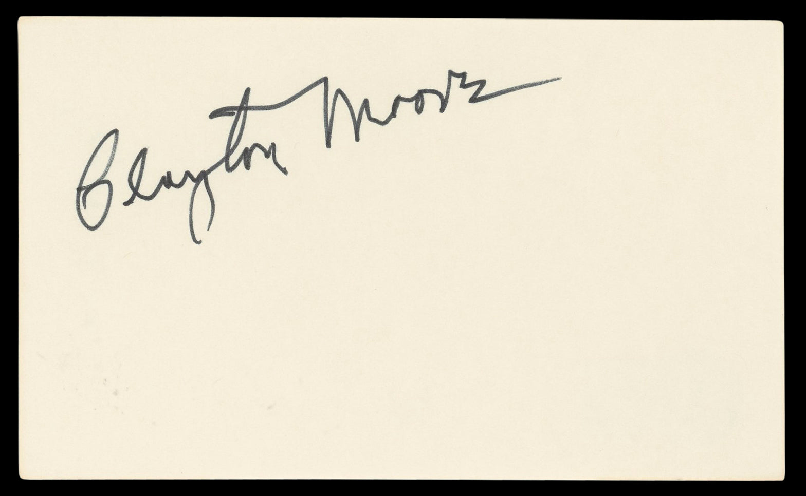 Clayton Moore The Lone Ranger Authentic Signed 3x5 Index Card BAS #BL98447