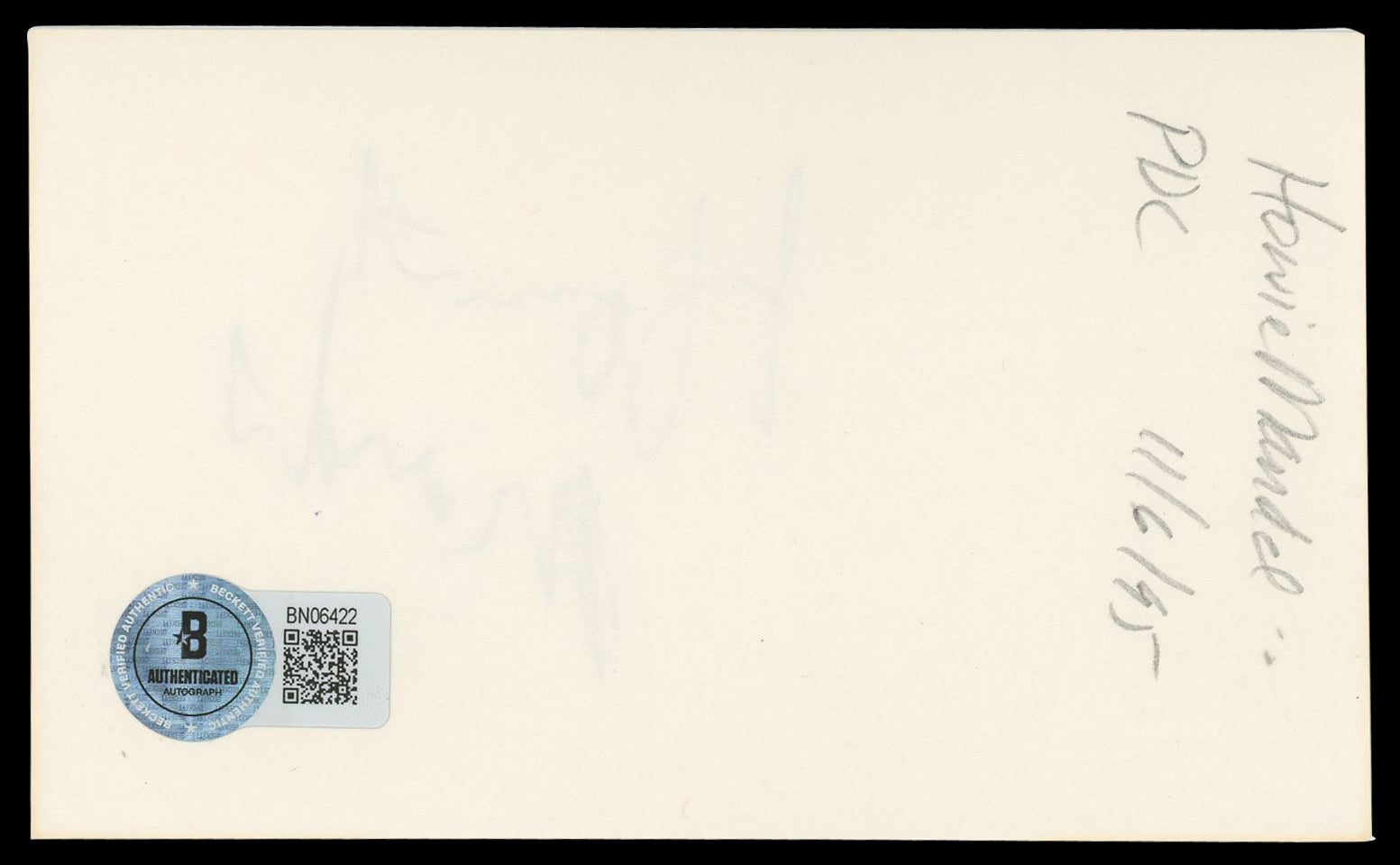 Howie Mandel Deal or No Deal Authentic Signed 3x5 Index Card BAS #BN06422