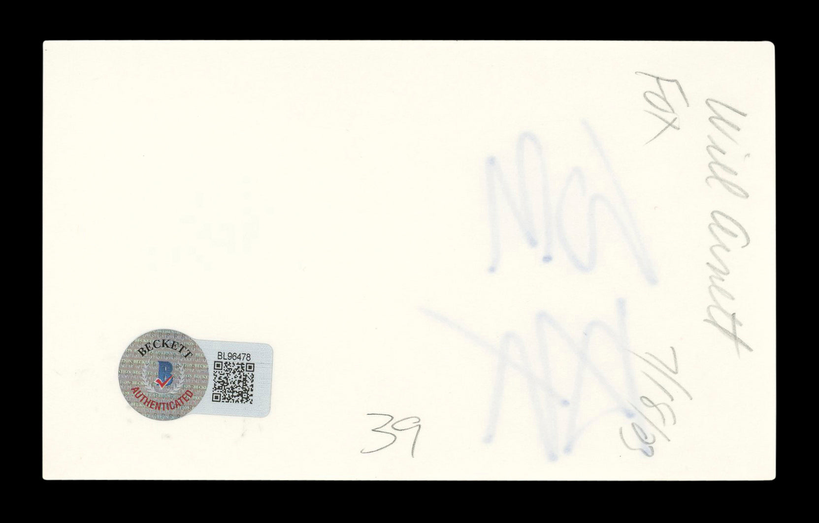 Will Arnett Arrested Development Authentic Signed 3x5 Index Card BAS #BL96478
