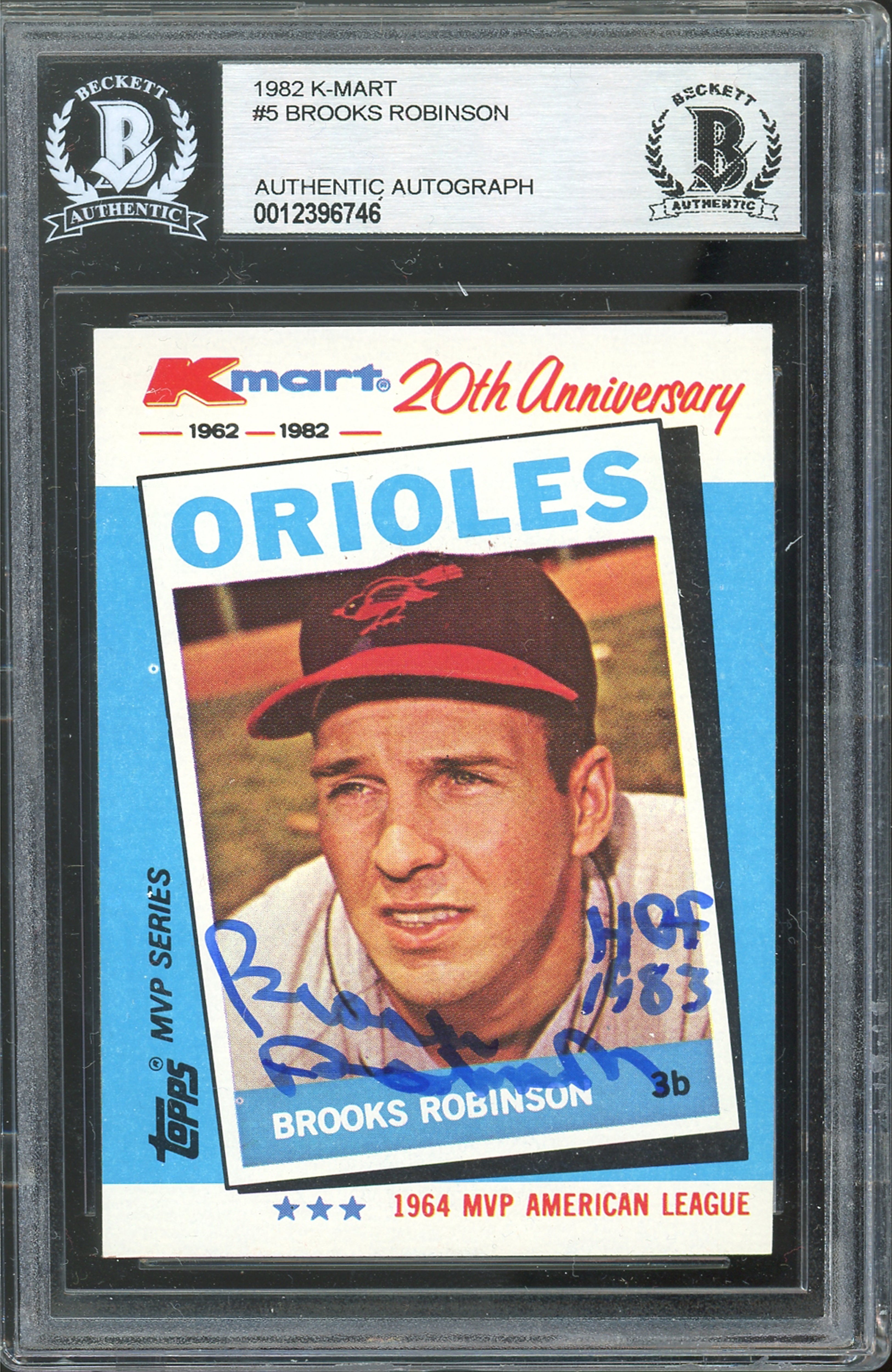 Orioles Brooks Robinson "HOF 1983" Authentic Signed 1982 K-Mart #5 Card BAS Slab