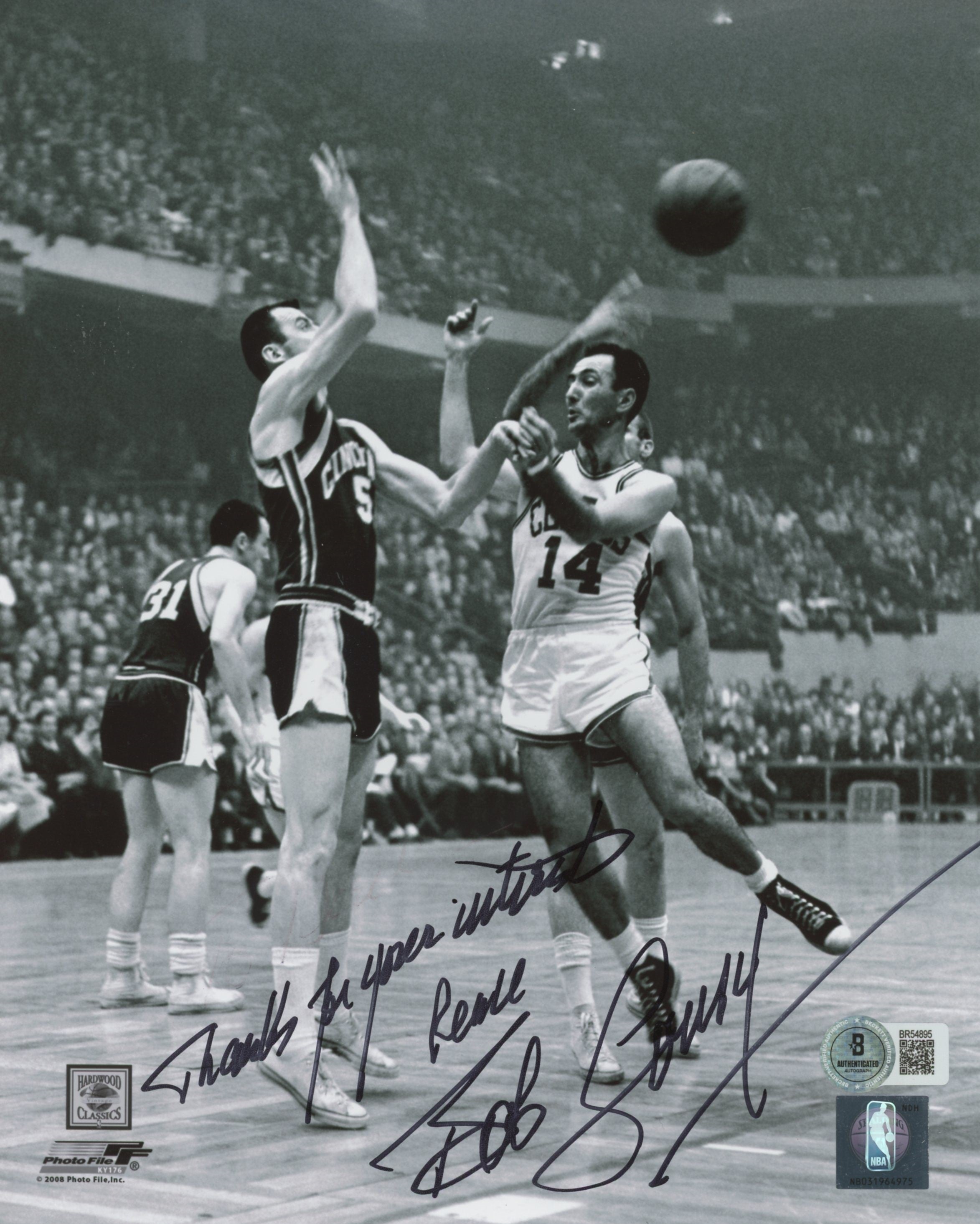 Celtics Bob Cousy "Thanks for your interest" Signed 8x10 Photo BAS #BR54895