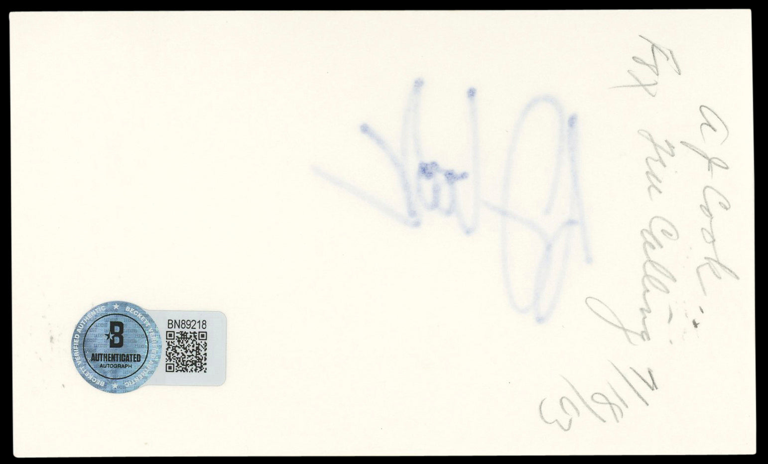 A.J. Cook Criminal Minds Authentic Signed 3x5 Index Card BAS #BN89218