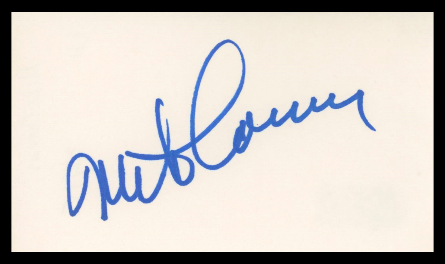 Mike Connors Mannix Authentic Signed 3x5 Index Card Autographed BAS #BV02122