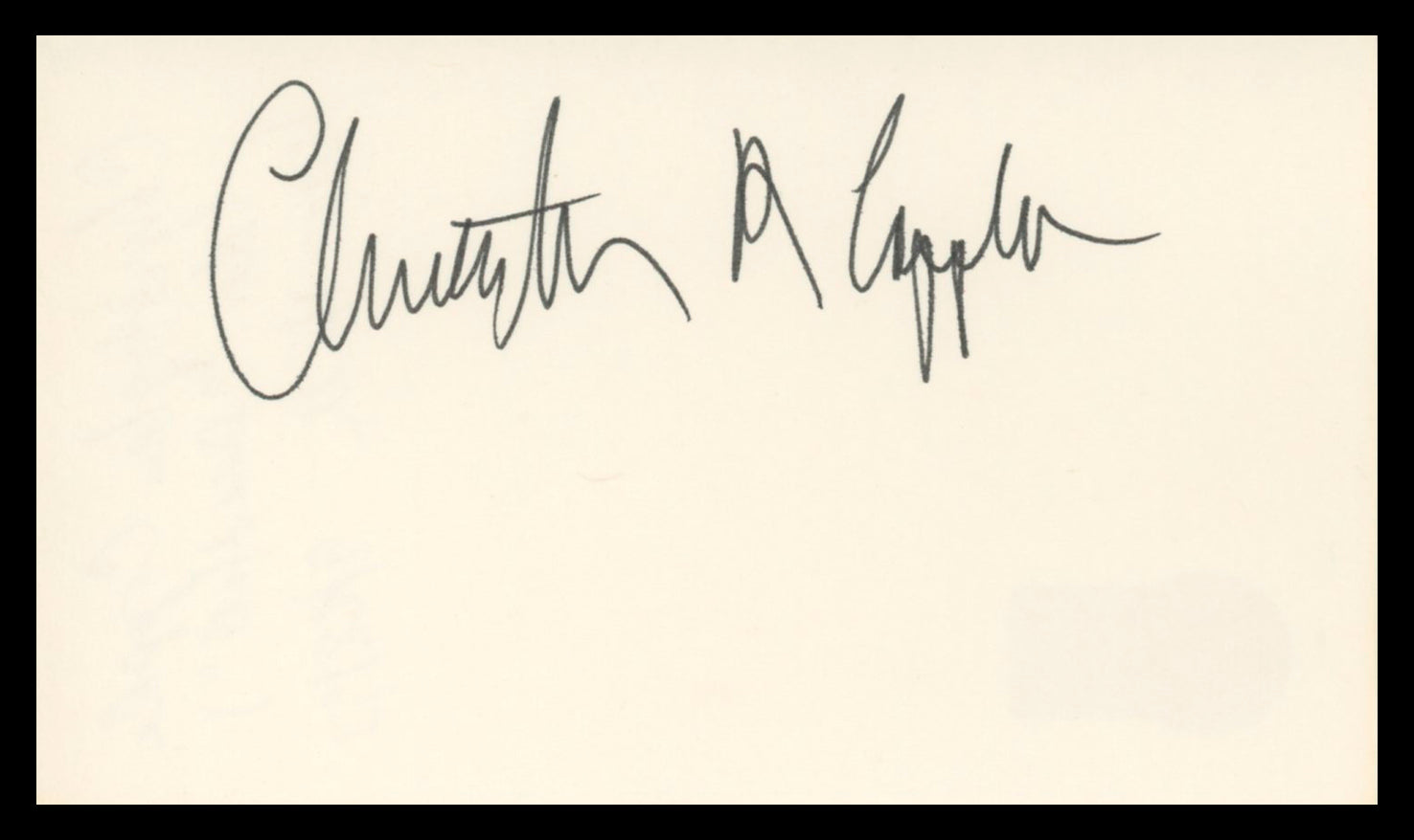 Christopher Coppola Deadfall Authentic Signed 3x5 Index Card BAS #BV02125