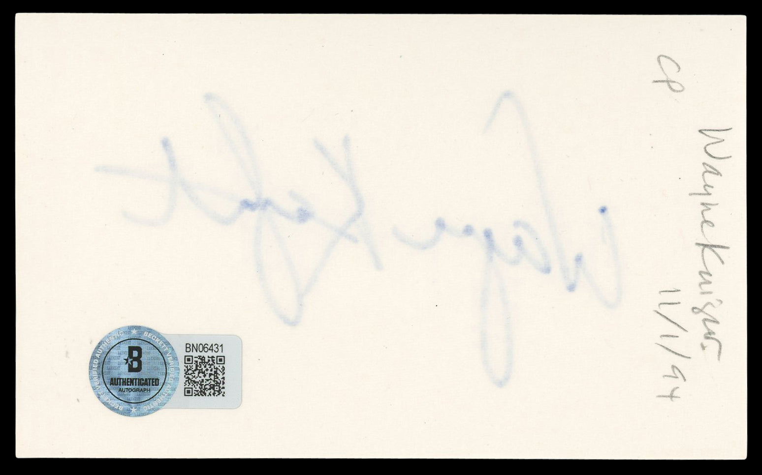 Wayne Knight Jurassic Park Authentic Signed 3x5 Index Card BAS #BN06431
