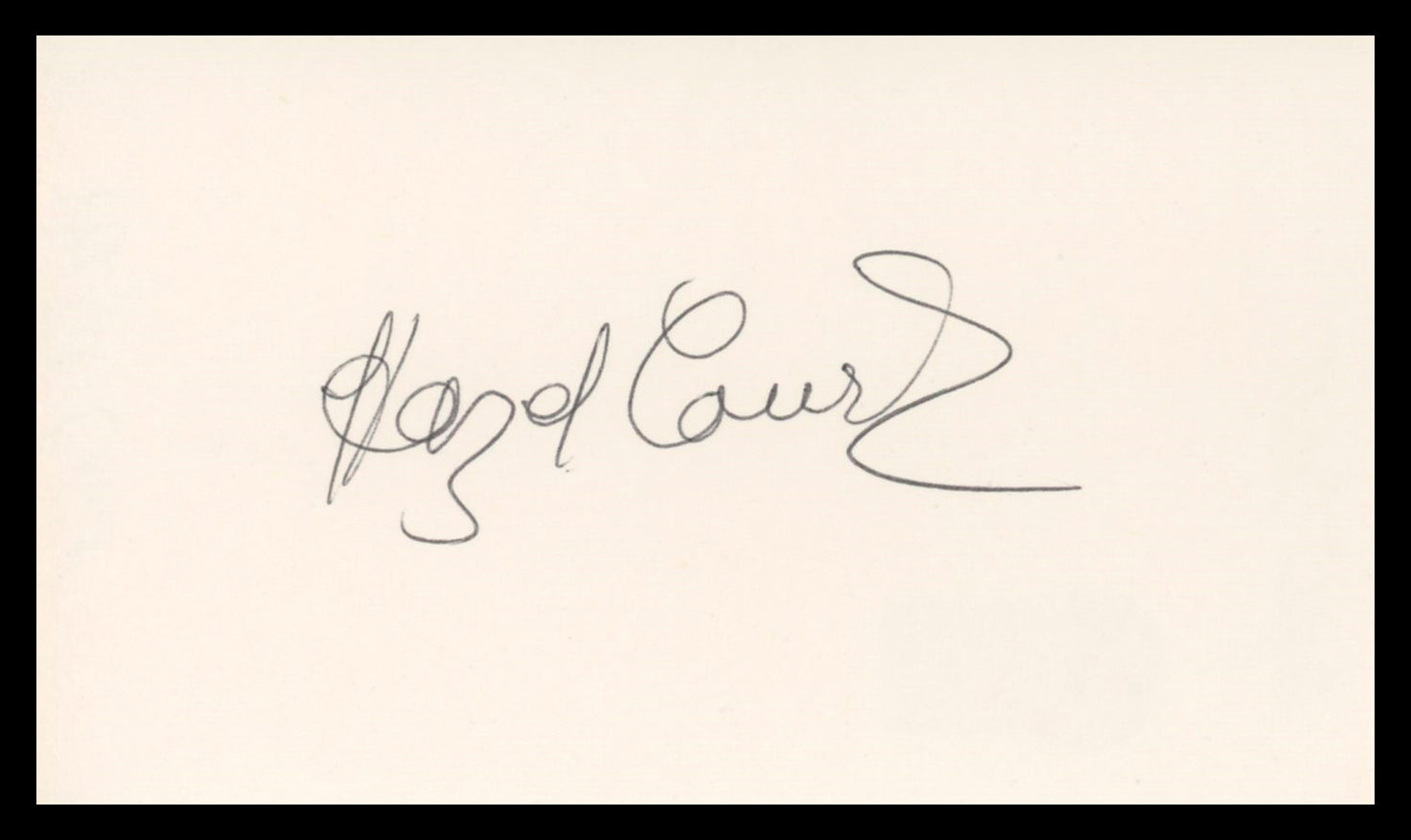Hazel Court The Raven Authentic Signed 3x5 Index Card Autographed BAS #BV02128