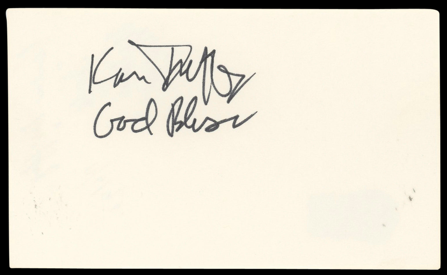 Karen Duffy Dumb and Dumber "God Bless" Signed 3x5 Index Card BAS #BN89227