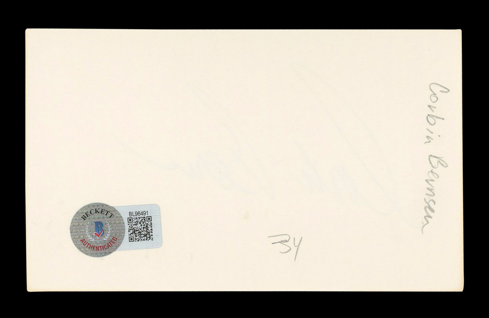 Corbin Bernsen Major League Authentic Signed 3x5 Index Card BAS #BL96491