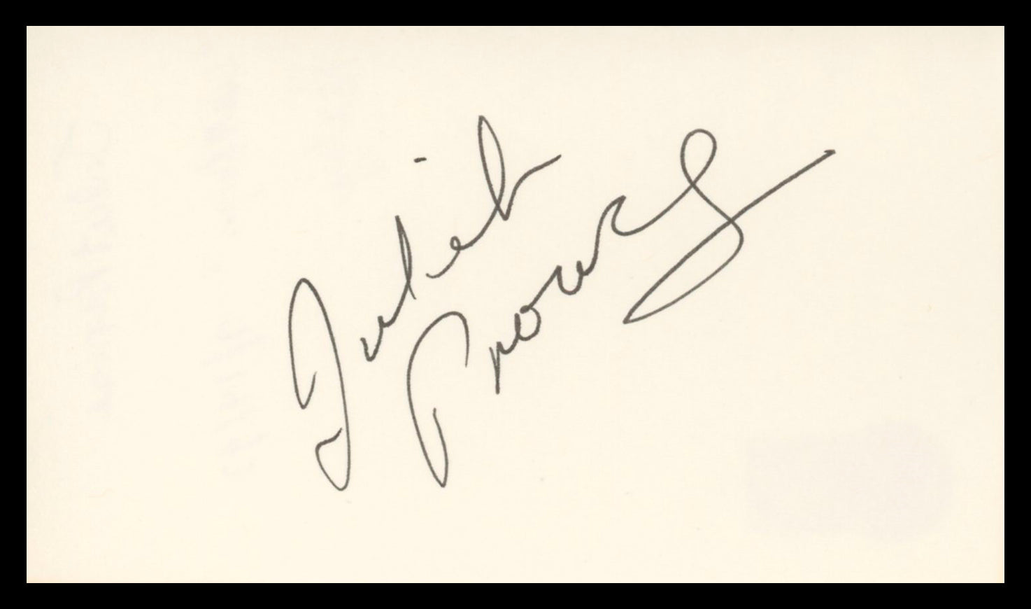 Juliet Prowse G.I. Blues Authentic Signed 3x5 Index Card BAS #BV02133
