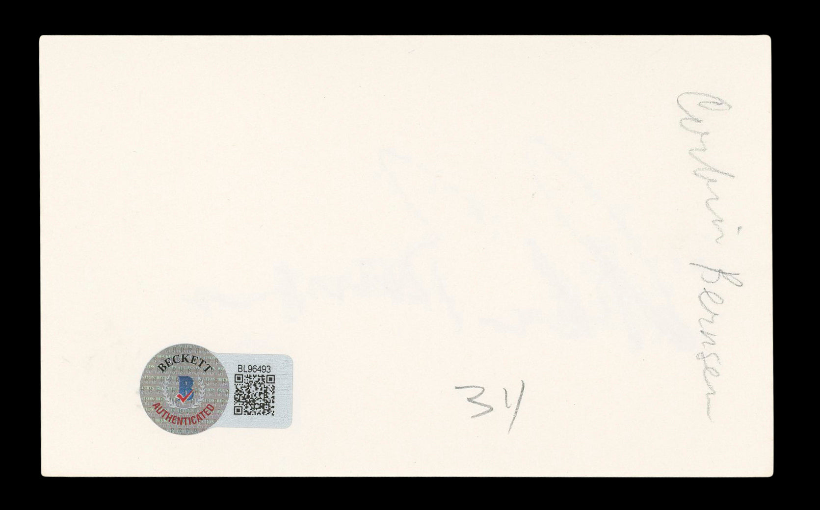 Corbin Bernsen Major League Authentic Signed 3x5 Index Card BAS #BL96493