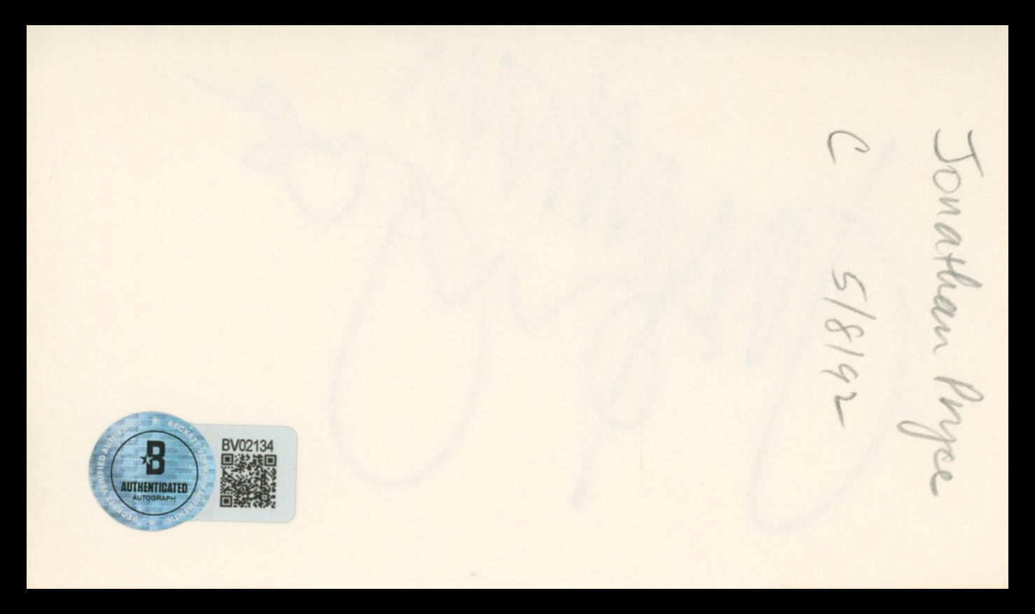 Jonathan Pryce The Two Popes Authentic Signed 3x5 Index Card BAS #BV02134