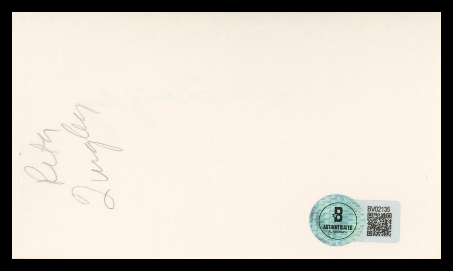 Rita Quigley Susan and God Authentic Signed 3x5 Index Card BAS #BV02135