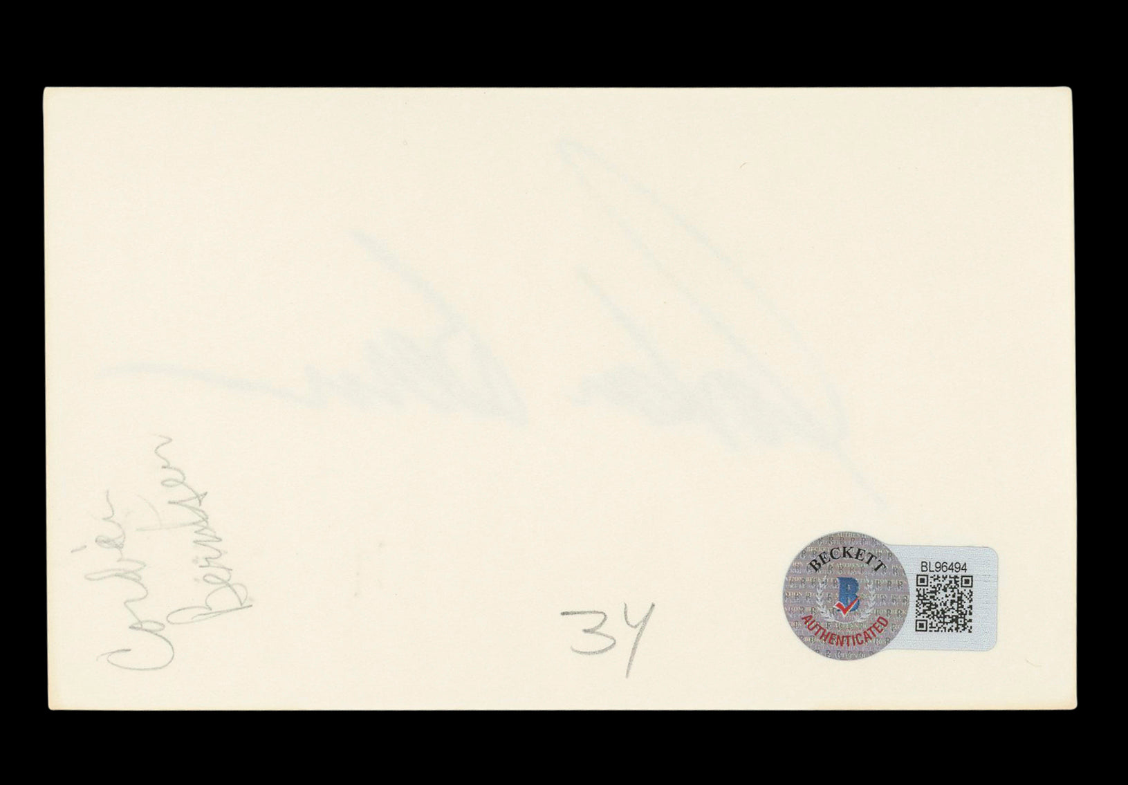 Corbin Bernsen Major League Authentic Signed 3x5 Index Card BAS #BL96494
