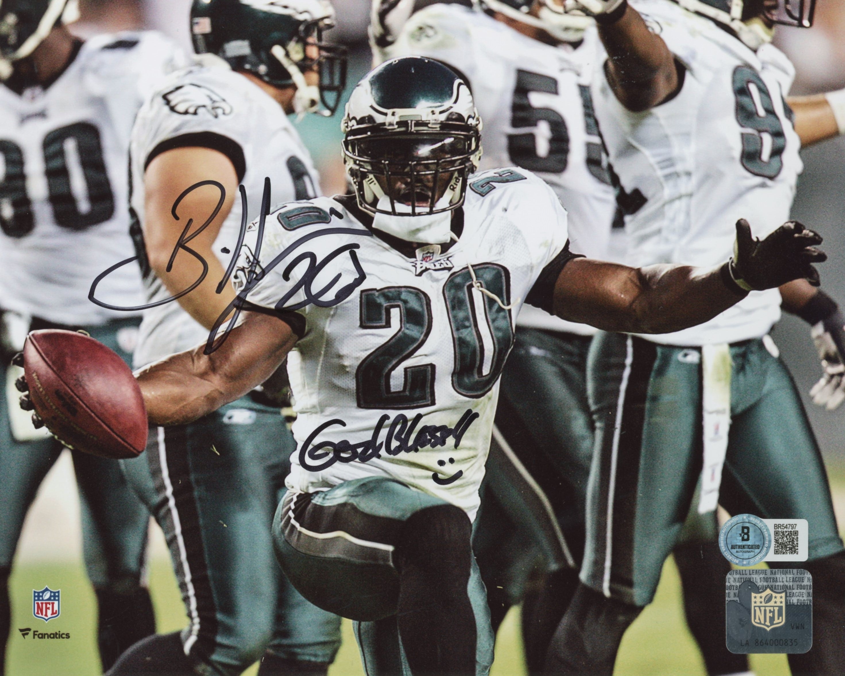 Eagles Brian Dawkins "God Bless!!" Authentic Signed 8x10 Photo BAS #BR54797