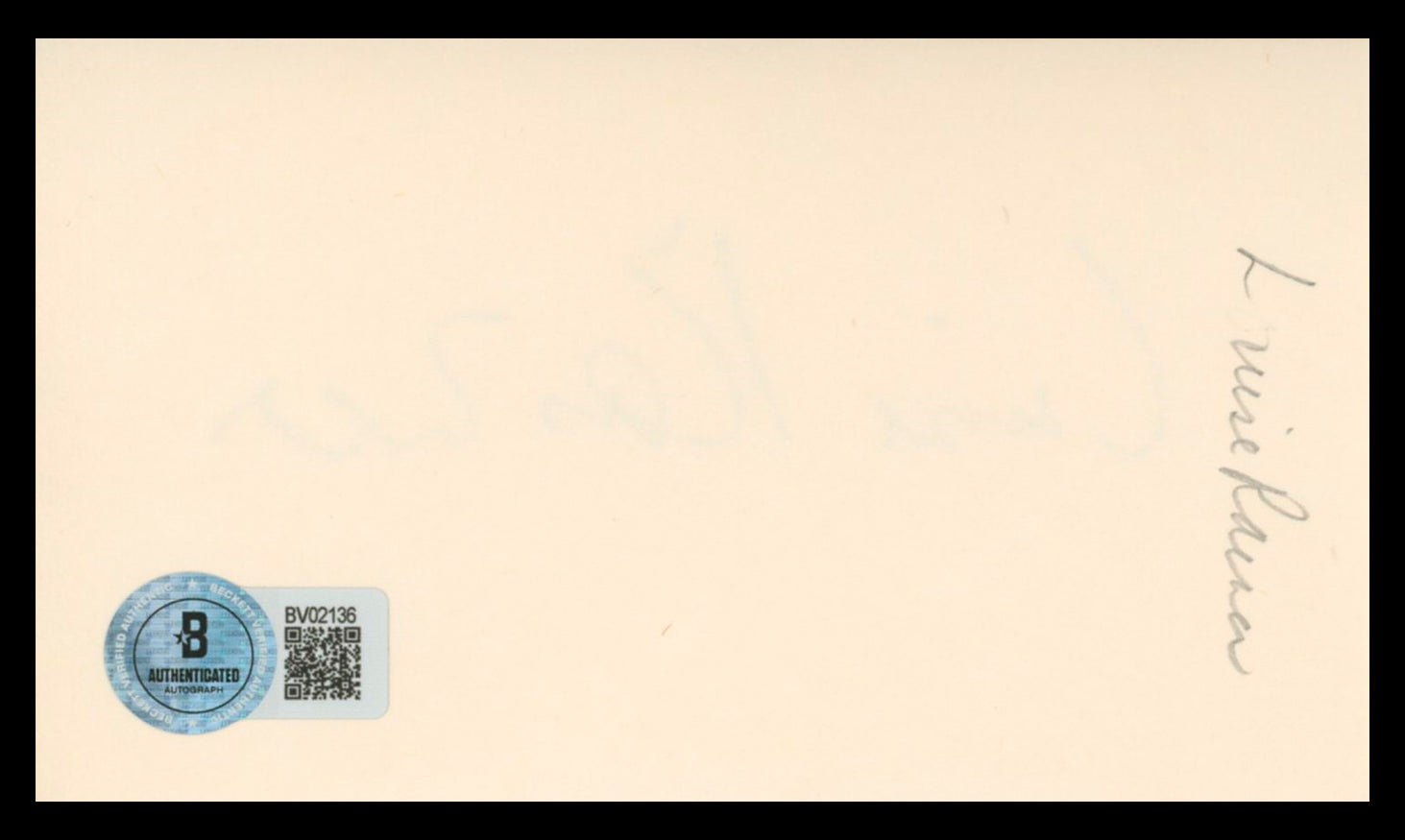 Luise Rainer The Good Earth Authentic Signed 3x5 Index Card BAS #BV02136
