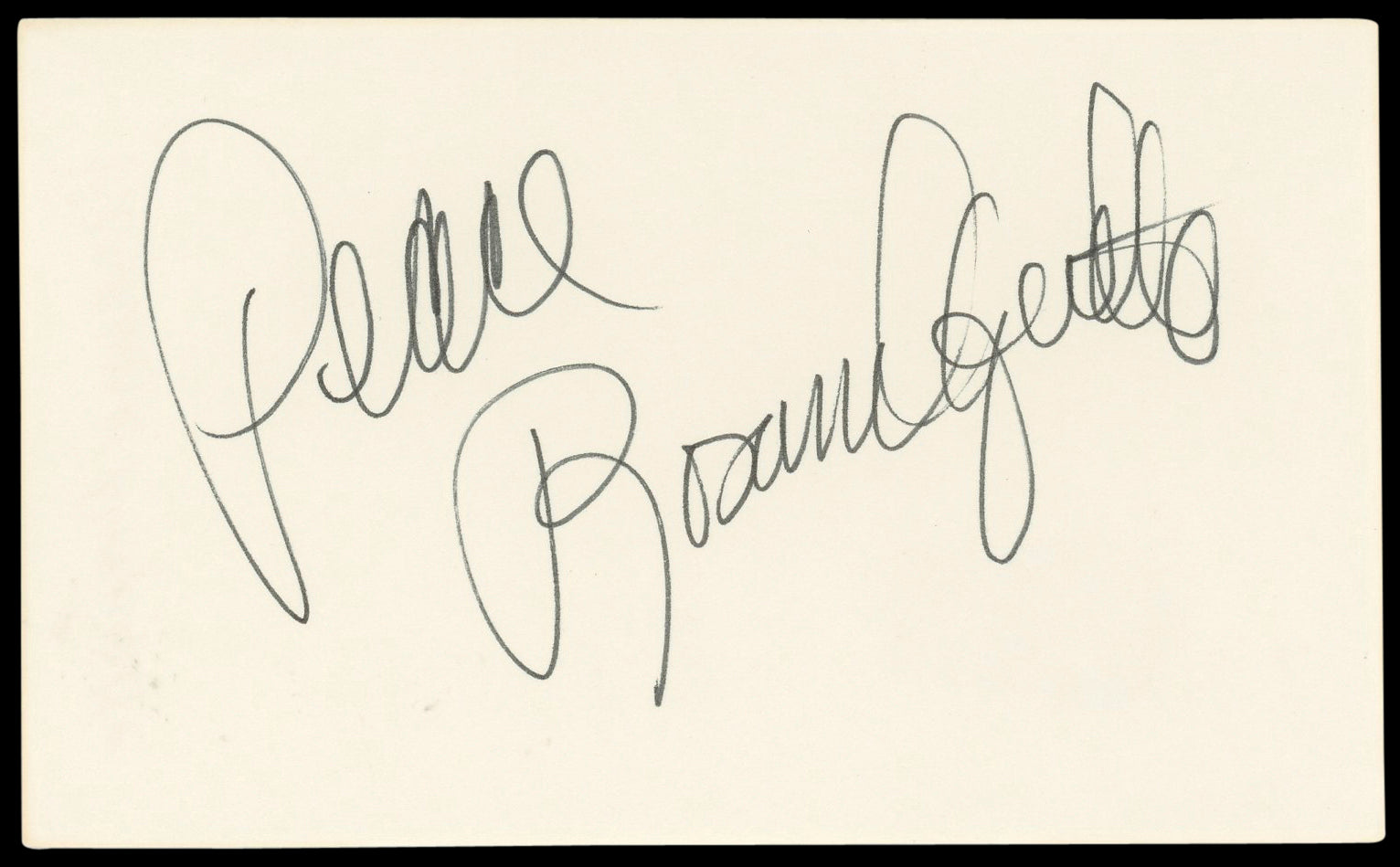 Rosanna Arquette "Peace" Authentic Signed 3x5 Index Card BAS #BL98624