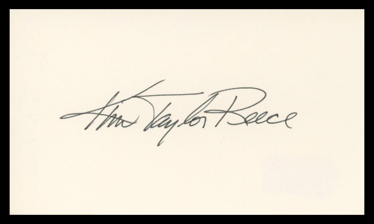 Kim Taylor Reece Authentic Signed 3x5 Index Card Autographed BAS #BV02141