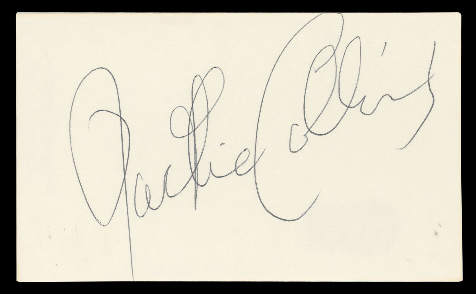 Jackie Collins Danger Man Authentic Signed 3x5 Index Card BAS #BN06451