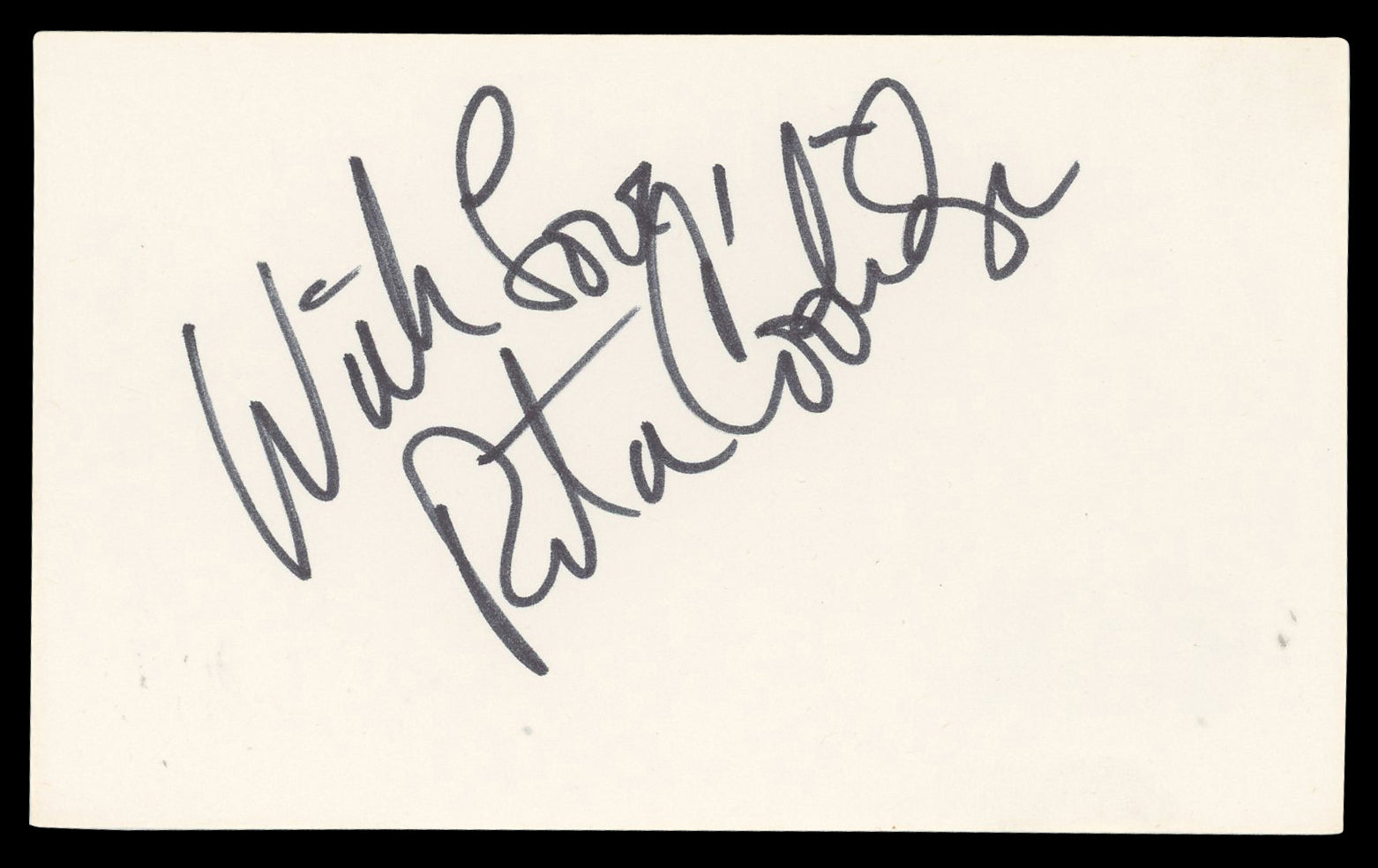 Rita Coolidge Musician "With Love" Authentic Signed 3x5 Index Card BAS #BN06454