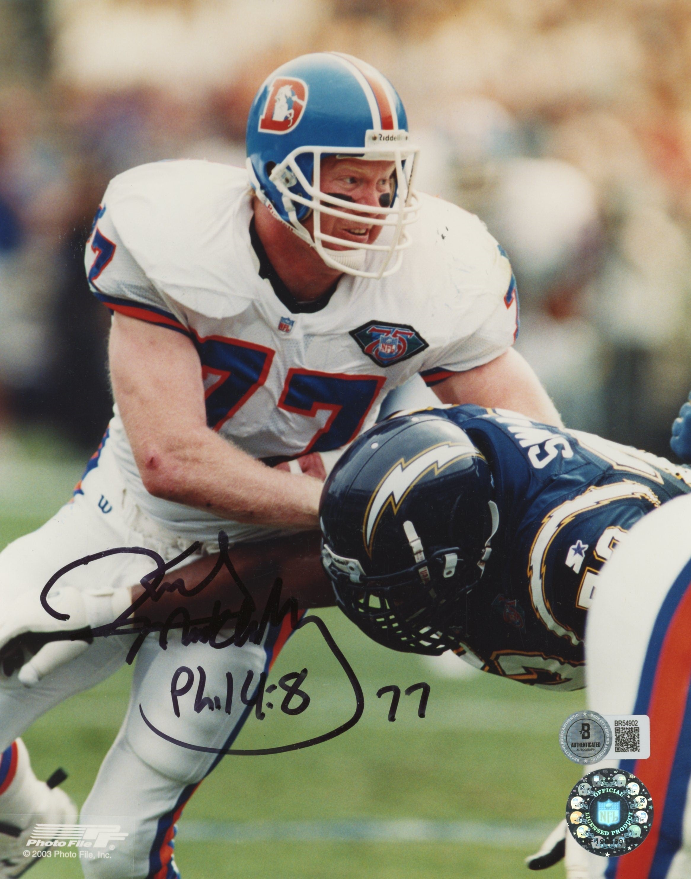 Broncos Karl Mecklenburg Authentic Signed 8x10 Photo Autographed BAS #BR54902