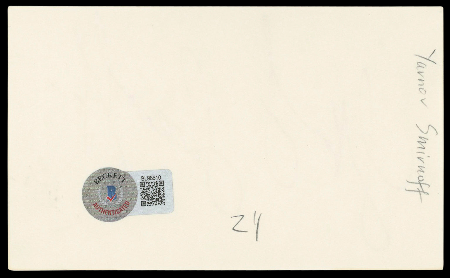 Yakov Smirnoff Night Court Authentic Signed 3x5 Index Card BAS #BL98610