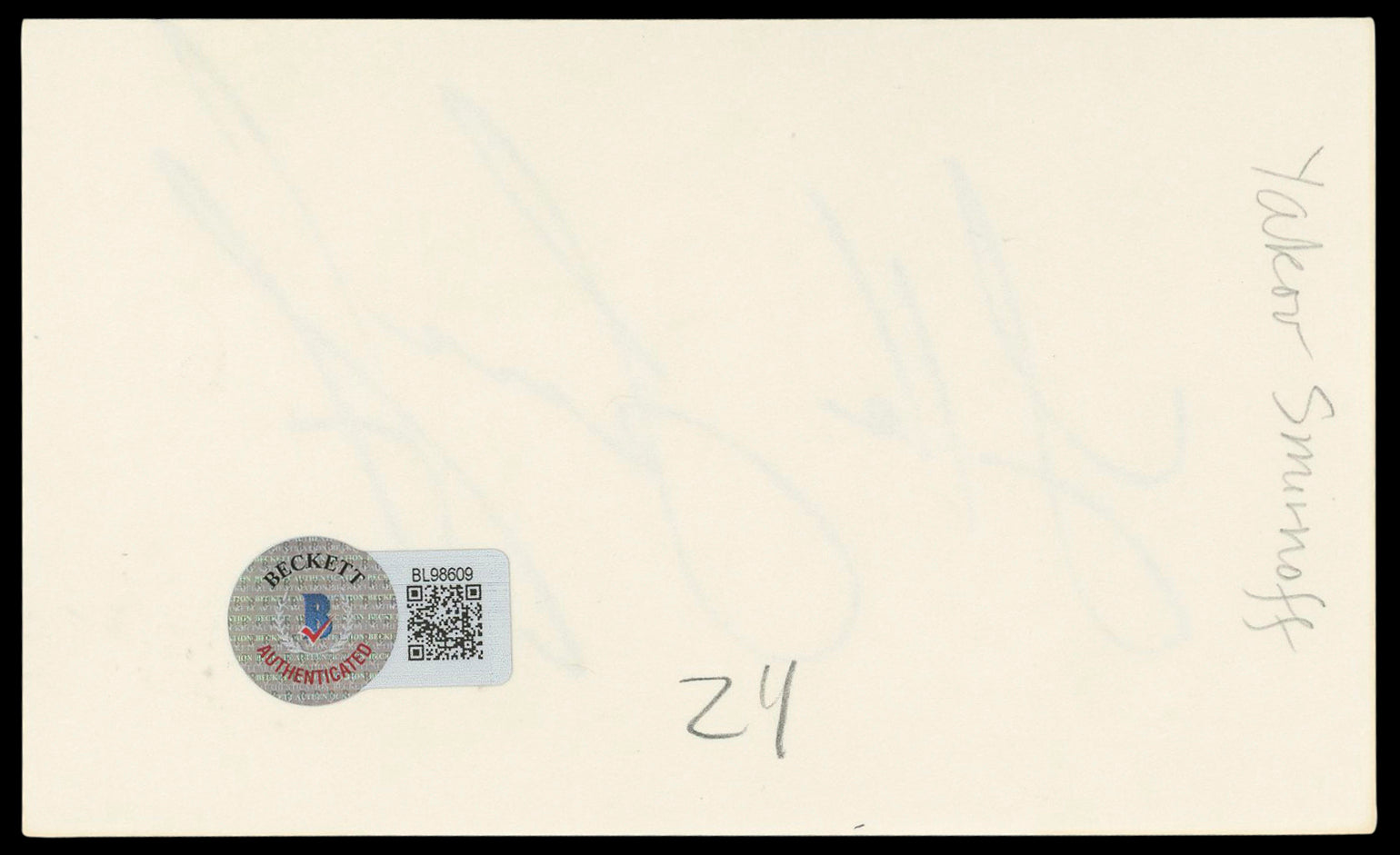 Yakov Smirnoff Night Court Authentic Signed 3x5 Index Card BAS #BL98609