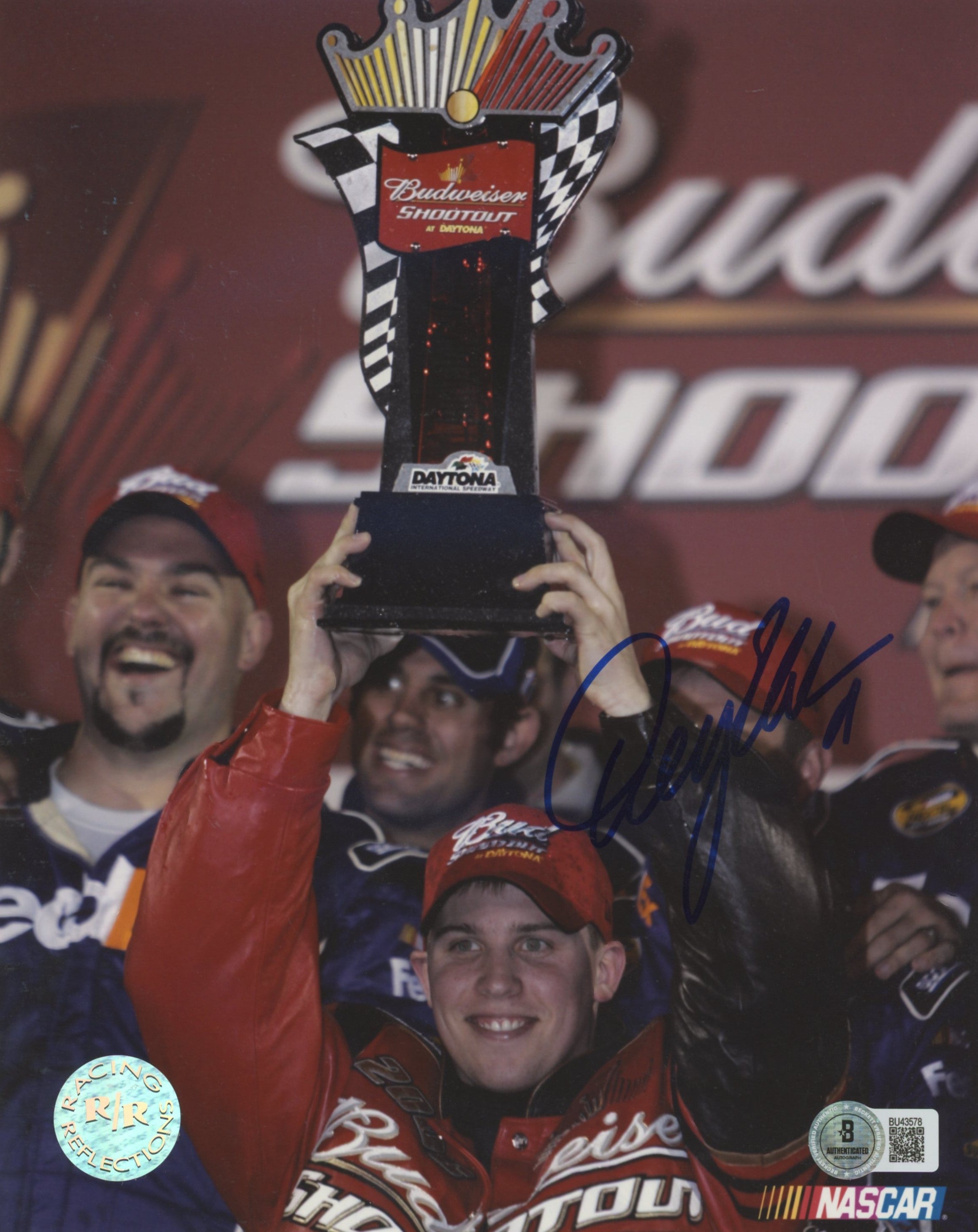 Denny Hamlin NASCAR Authentic Signed 8x10 Vertical Photo BAS #BU43578