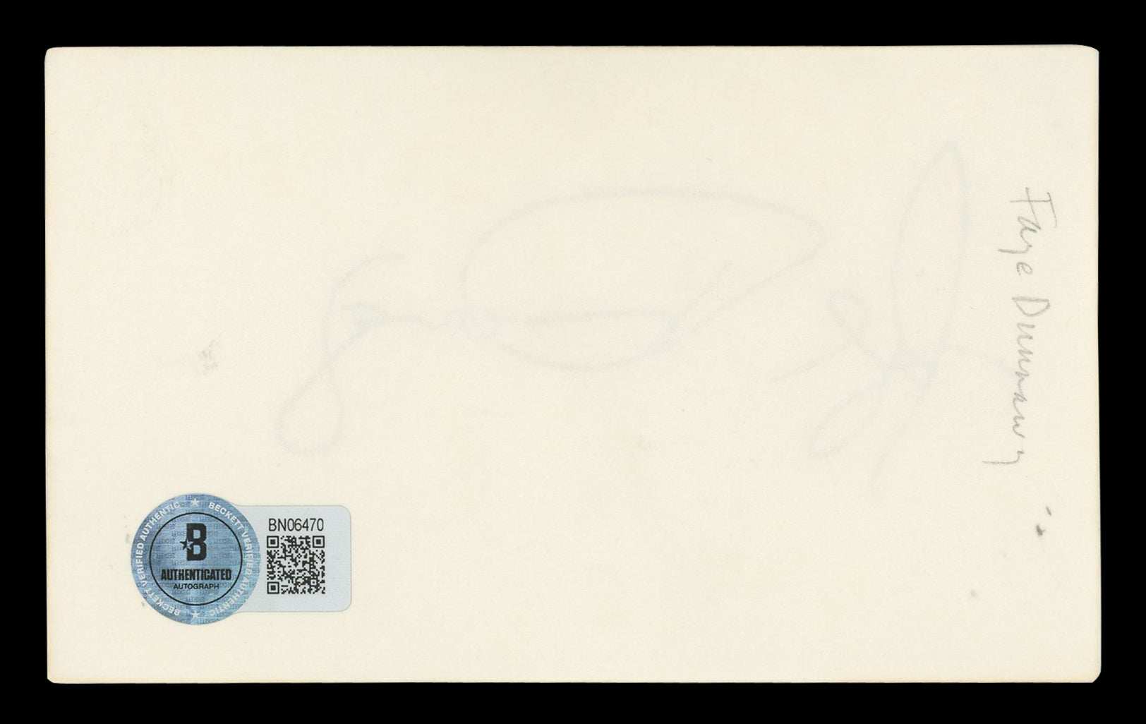 Faye Dunaway Bonnie & Clyde Authentic Signed 3x5 Index Card BAS #BN06470