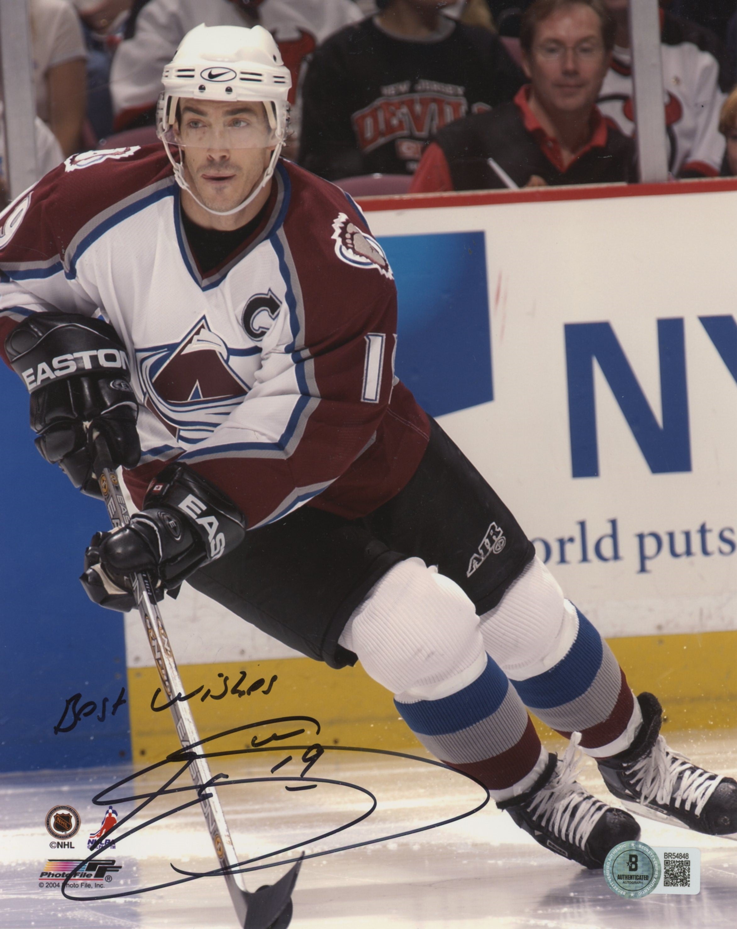 Avalanche Joe Sakic "Best Wishes" Authentic Signed 8x10 Photo BAS #BR54848