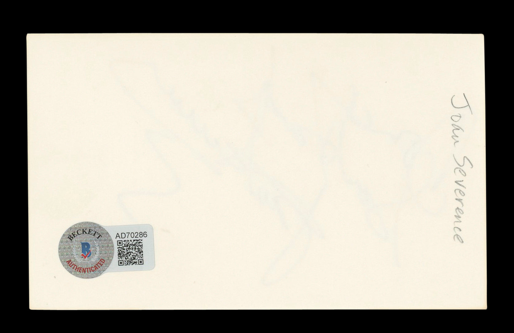 Joan Severance See No Evil, Hear No Evil Signed 3x5 Index Card BAS #AD70286