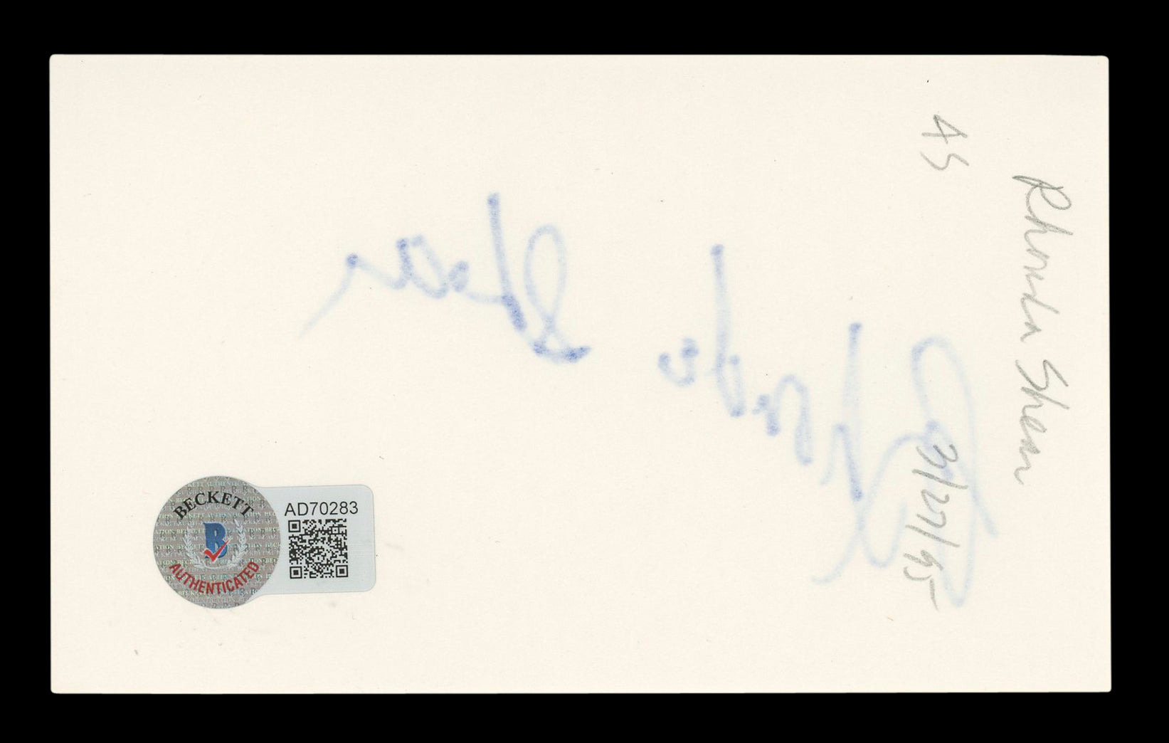 Rhonda Shear Spaceballs Authentic Signed 3x5 Index Card Autographed BAS #AD70283