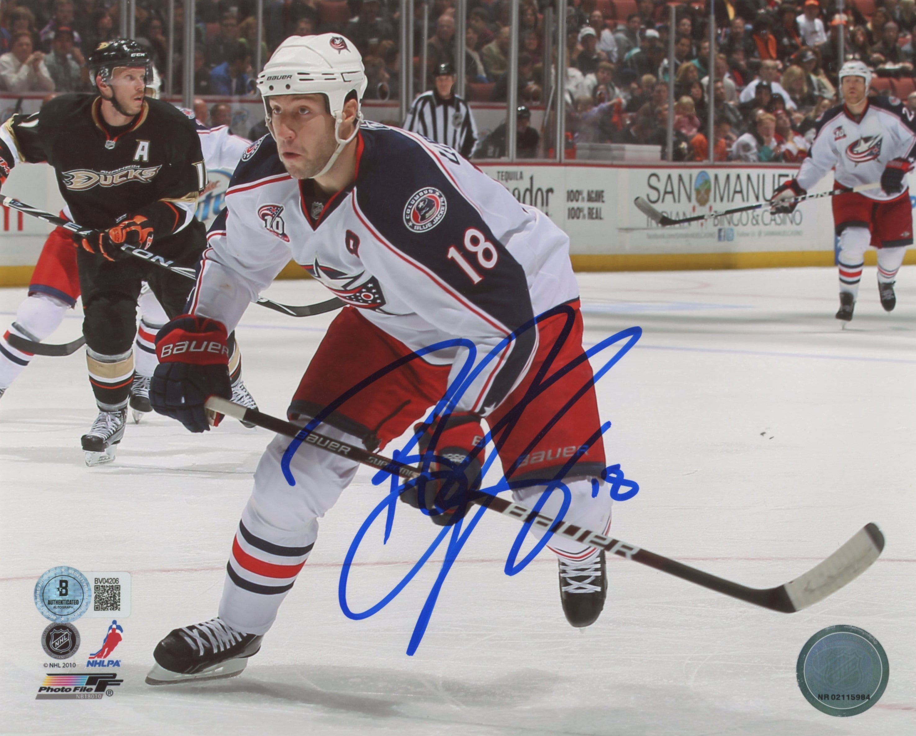 Blue Jackets R.J Umberger Authentic Signed 8x10 Horizontal Photo BAS #BV04206