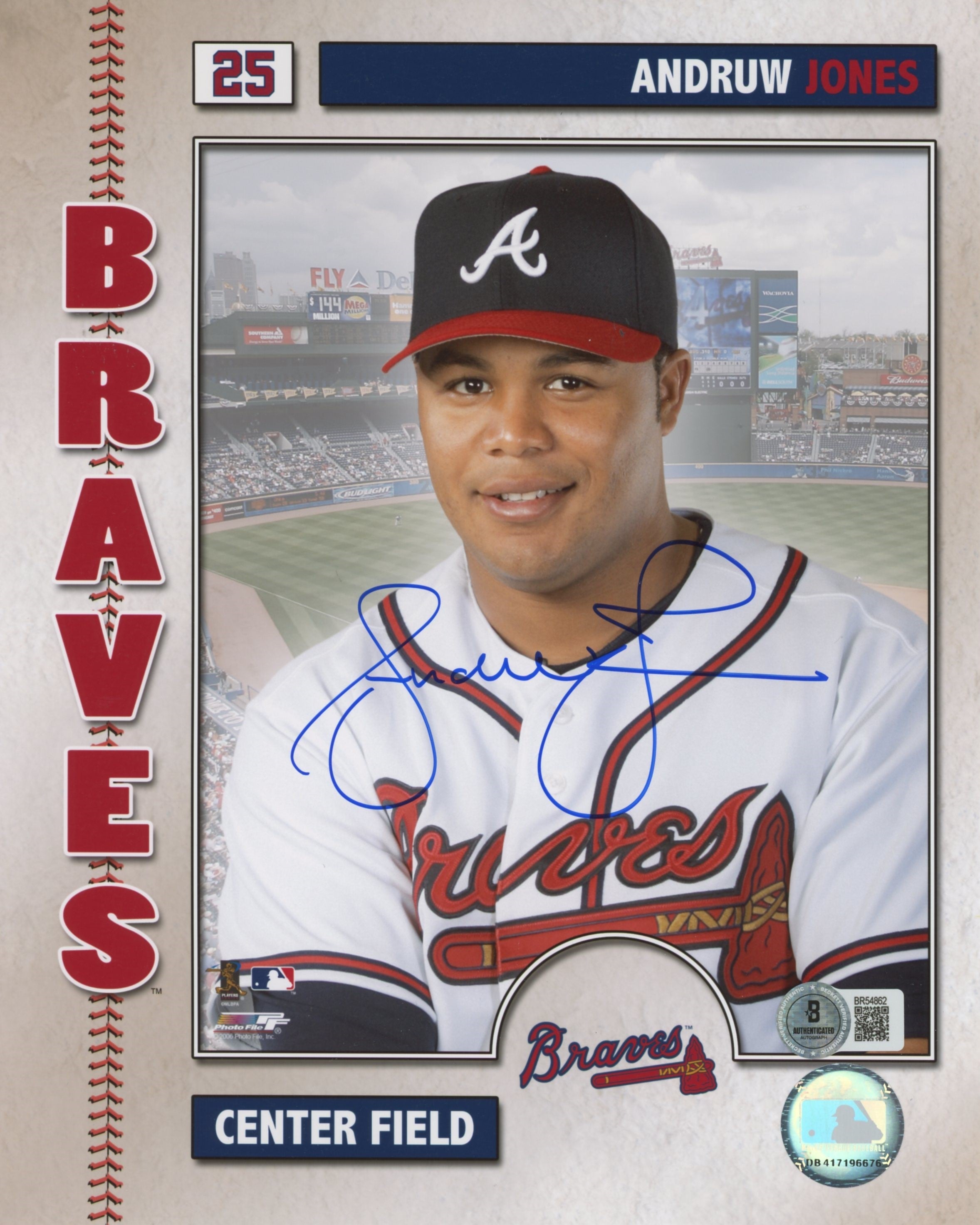 Braves Andruw Jones Authentic Signed 8x10 Photo Autographed BAS #BR54862