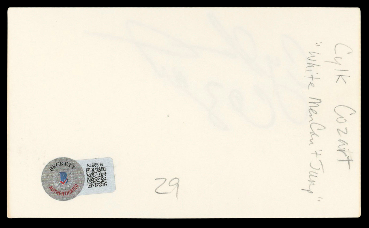 Cylk Cozart White Men Can't Jump Authentic Signed 3x5 Index Card BAS #BL98594