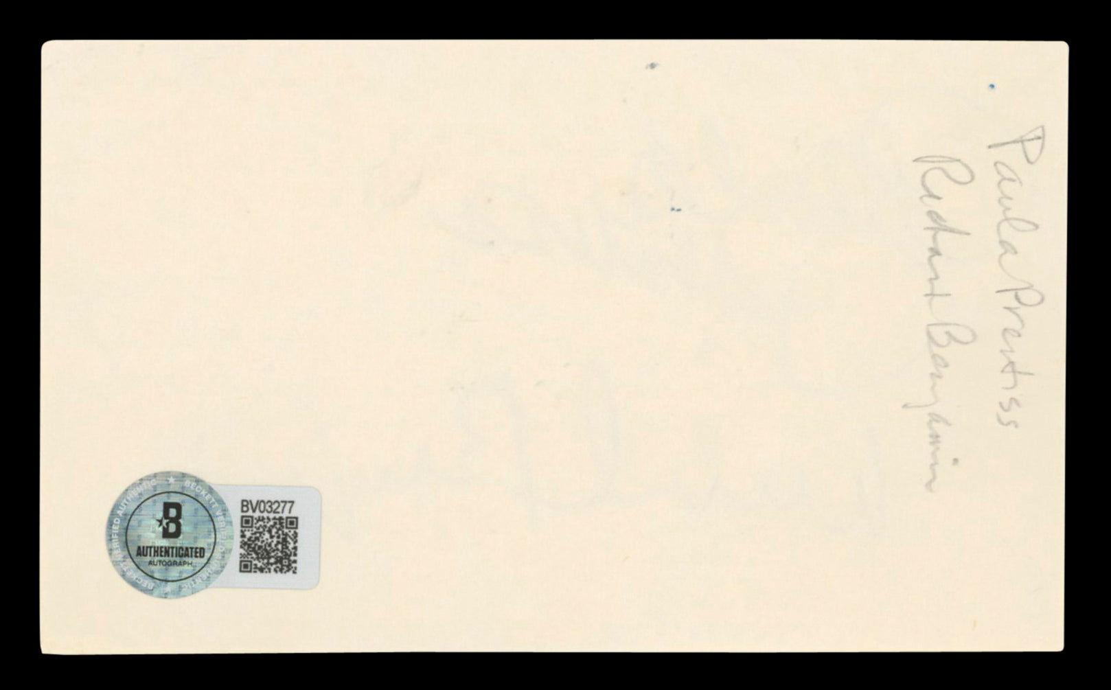 Paula Prentiss and Richard Benjamin He & She Authentic Signed 3x5 Index Card BAS #BV03277